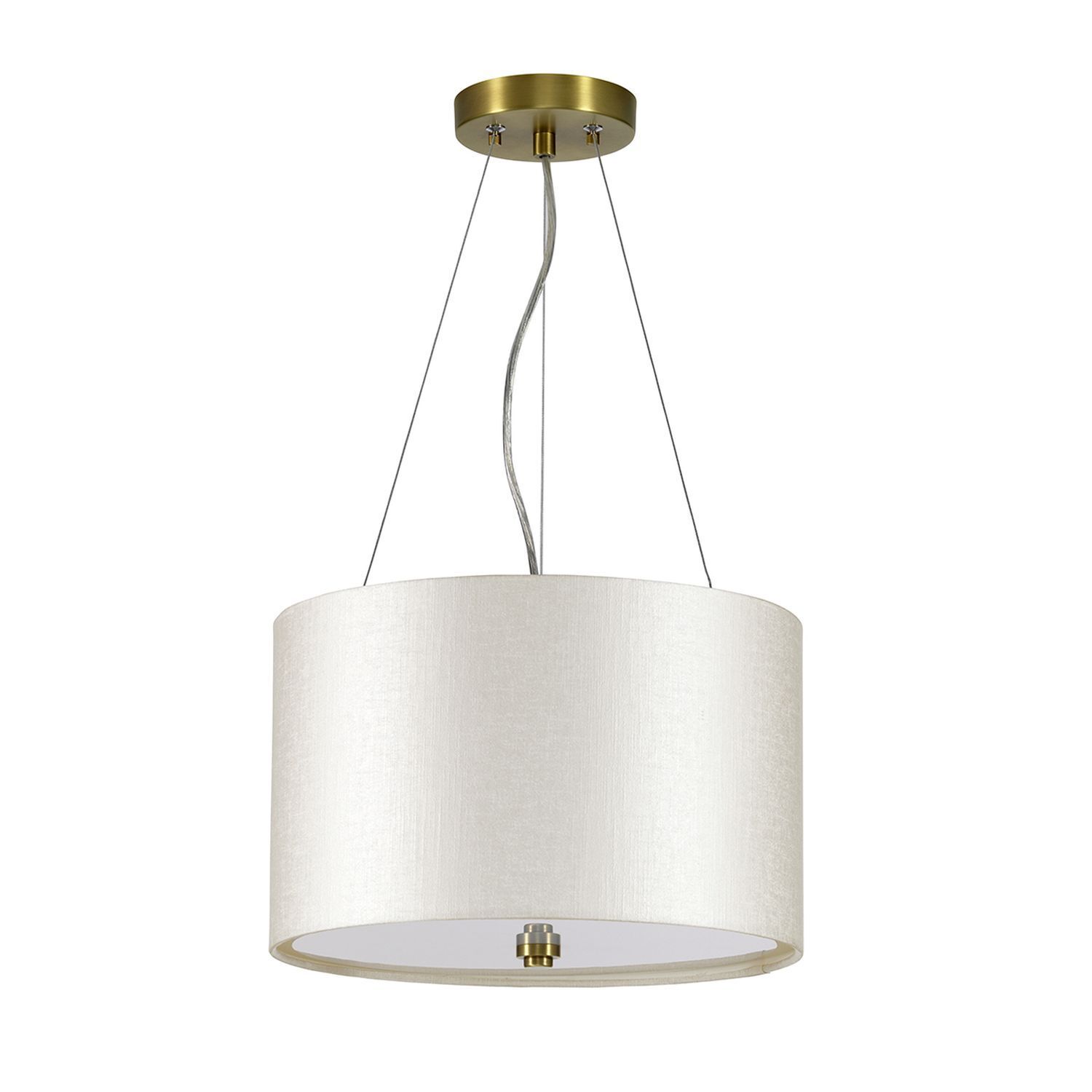 Hängeleuchte Stoff Ø36cm in Creme Messing antik