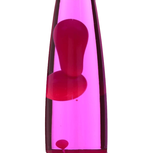 lavalampe, glaslampe, pinkes flüssigkeit, roter wachs, vasenartig