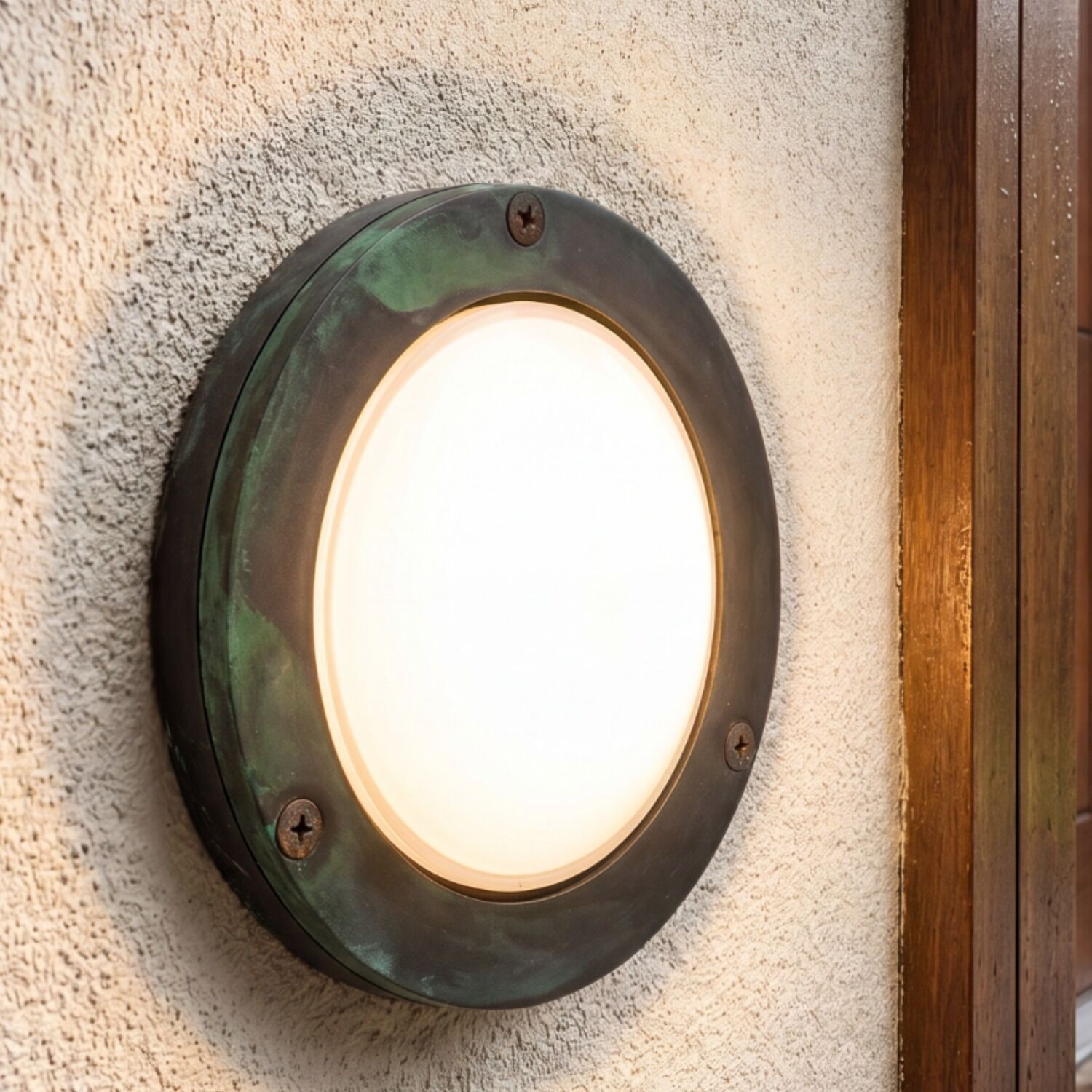 Wandleuchte außen rund Messing Glas Ø 14 cm IP64 GX53