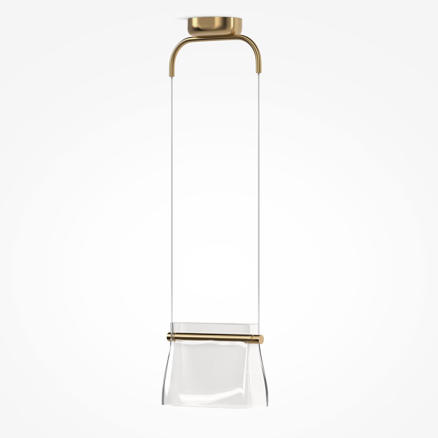 Suspension métal verre LED H : max. 329 cm en laiton Lampe