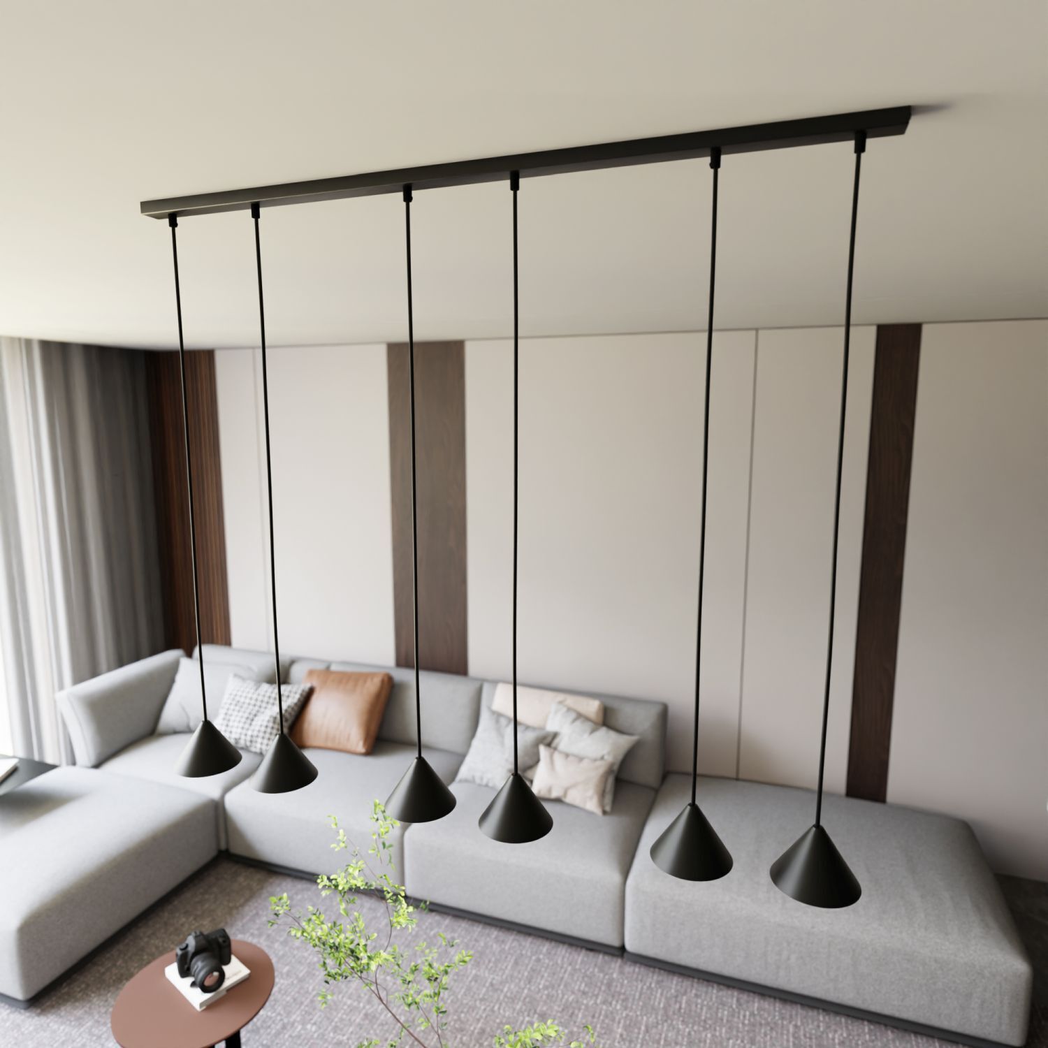 Lampe à suspendre noire 116 cm de long 6x GX53 métal MIRA Schaukel, Spielzeug, Mobiliar, Wohnzimmer, Dekoration Ihres Zuhauses