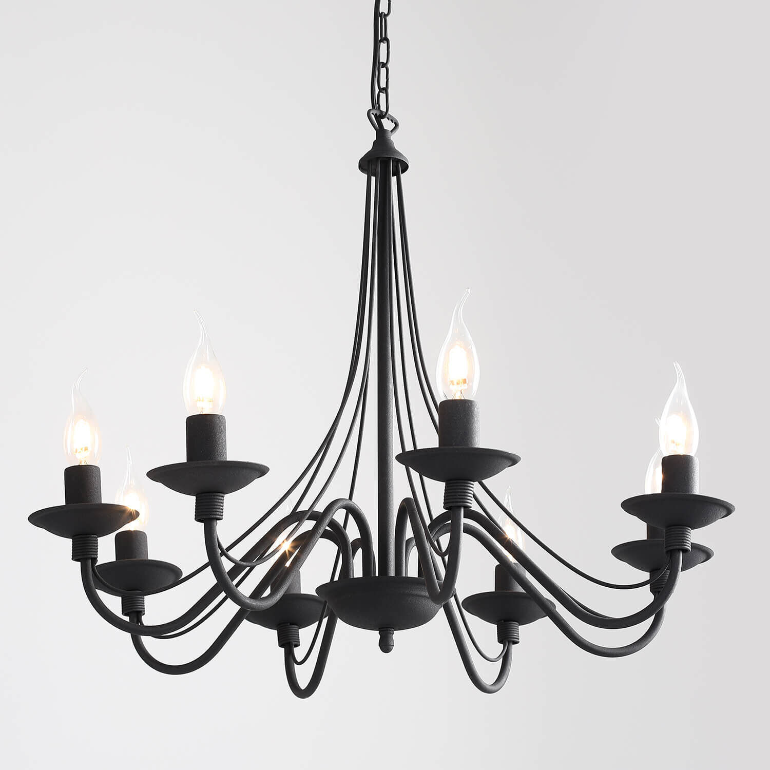 Kronleuchter Metall Schwarz Rustikal E14 Esszimmer Leuchter, Lampe