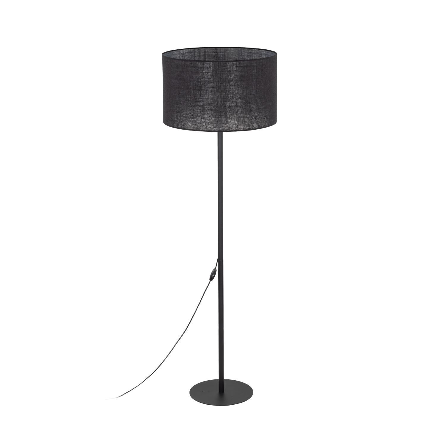 Lampadaire Noir 160 cm Ø 50 cm Métal Tissu E27 Lampe, Lampenschirm