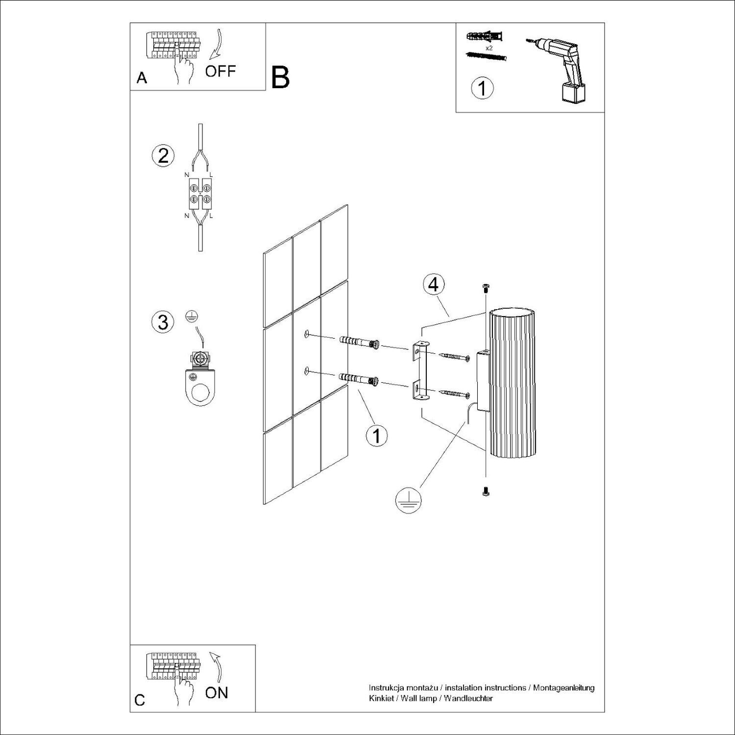 Applique indirecte 2x GU10 H : 20 cm Crème Moderne CAD-Diagramm, Diagramm