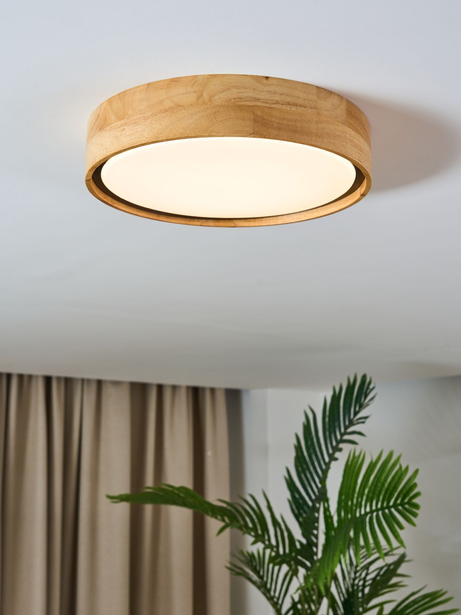 Plafonnier LED rond en bois Ø31 cm 12 W 3000 K faible éblouissement