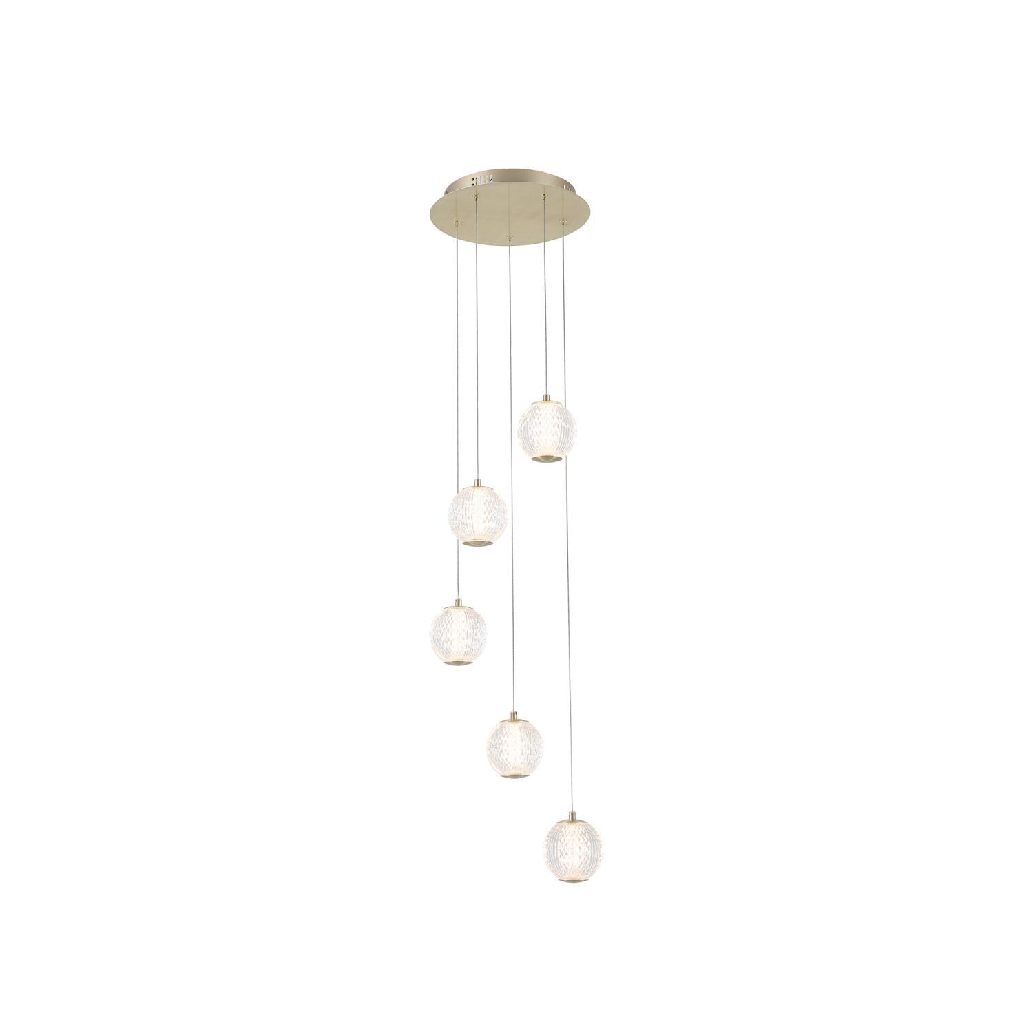 Suspension LED métal 21 W Ø30 cm 5-flmg en laiton