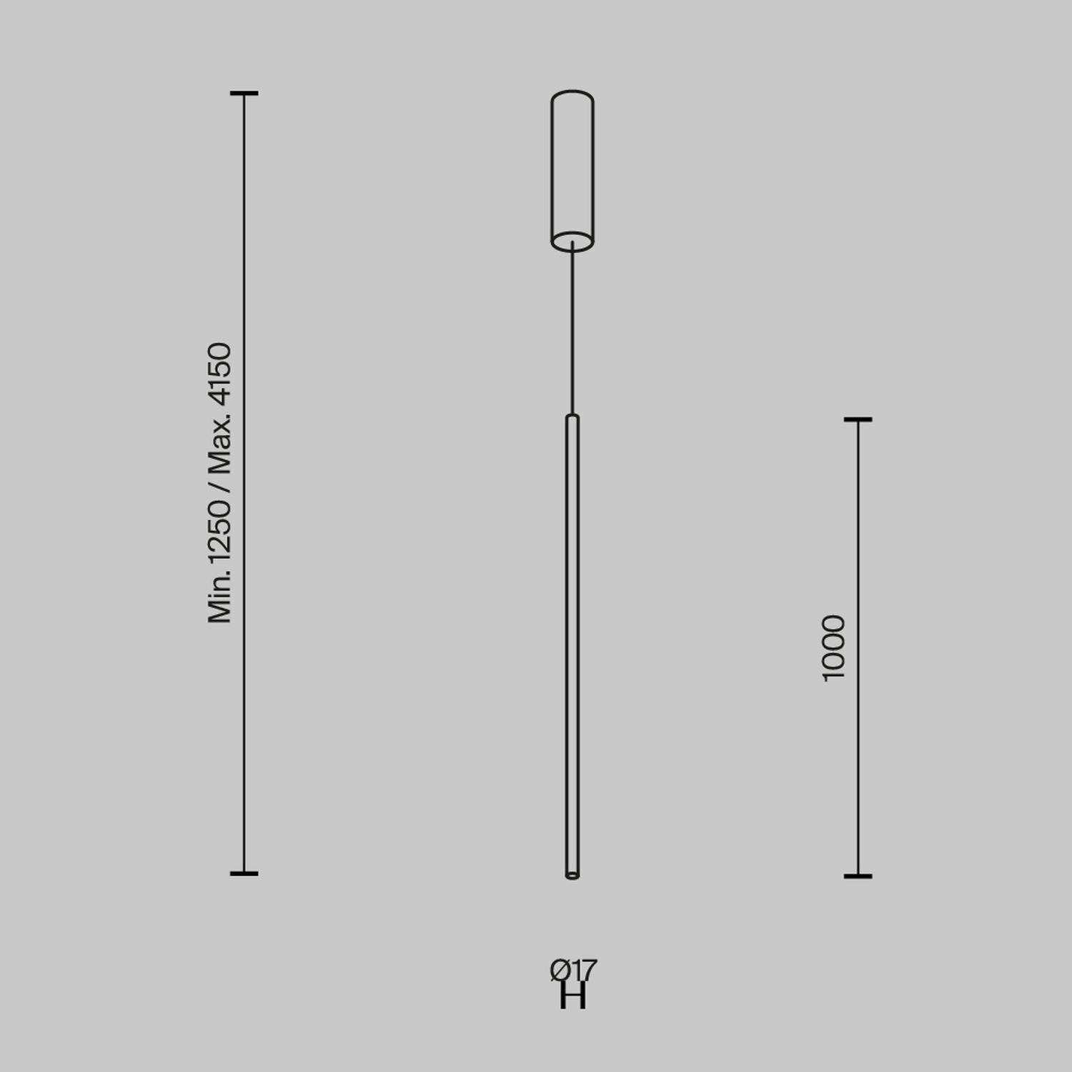 LED Hängeleuchte Aluminium D: 1,7 cm H: max. 415 cm