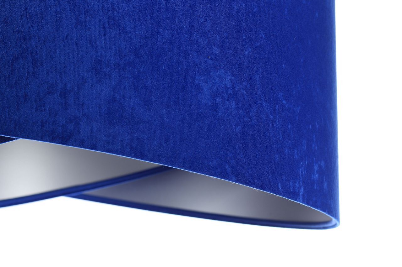 Lampe à suspendre tissu bleu cobalt argent E27 rond D : 50 cm