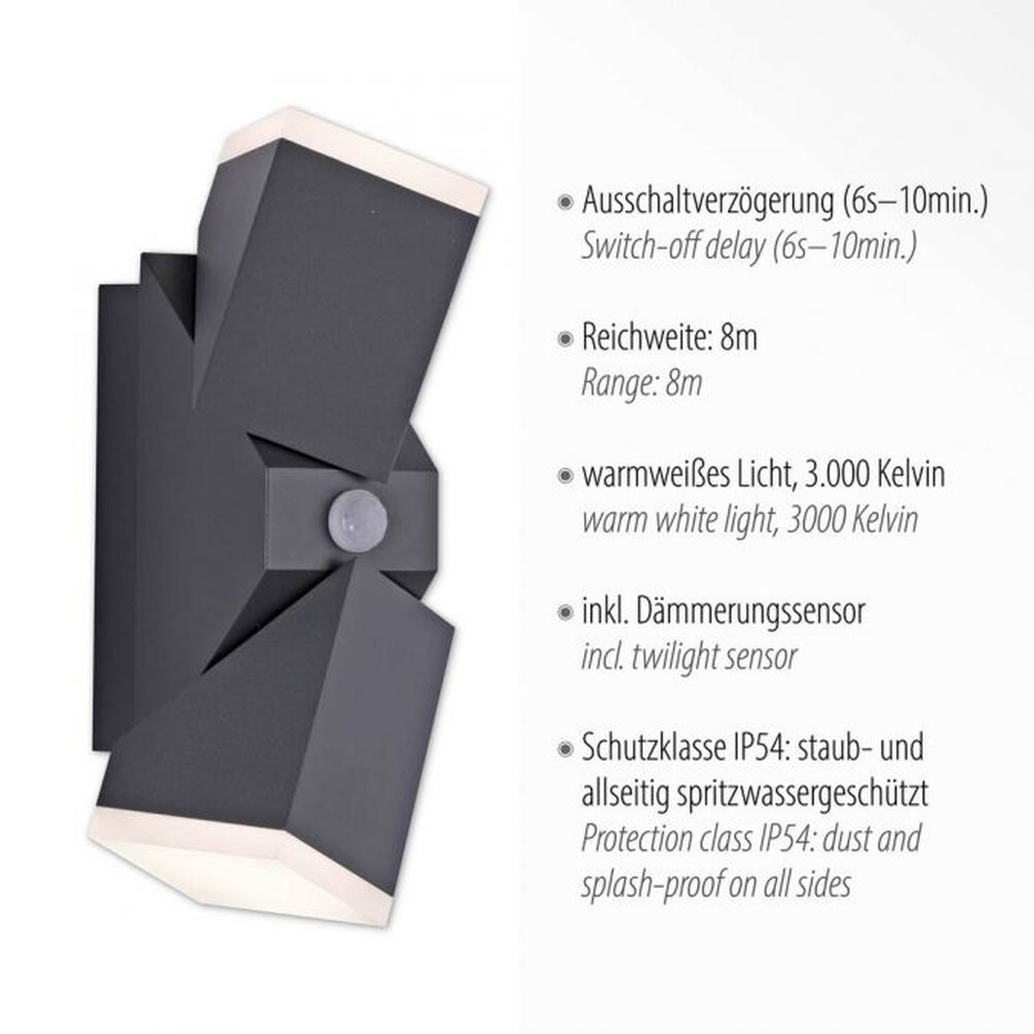 LED Außenleuchte Wand mit Bewegungsmelder IP54 Up Down LED Außenleuchte Wand mit Bewegungsmelder IP54 Up Down