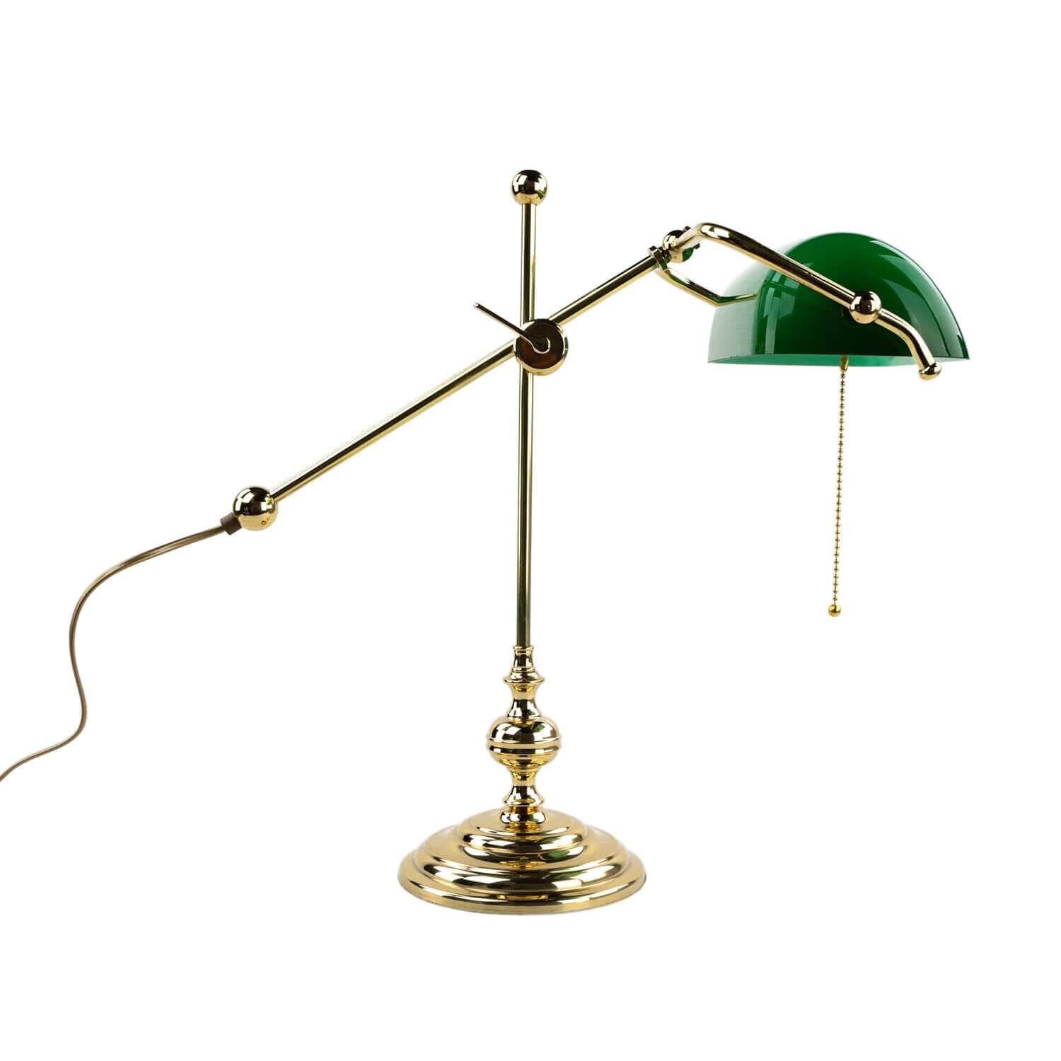 Lampe de banquier vert en laiton véritable poli Lampe, Lampenschirm, Drinnen, Zimmer, Duscharmatur