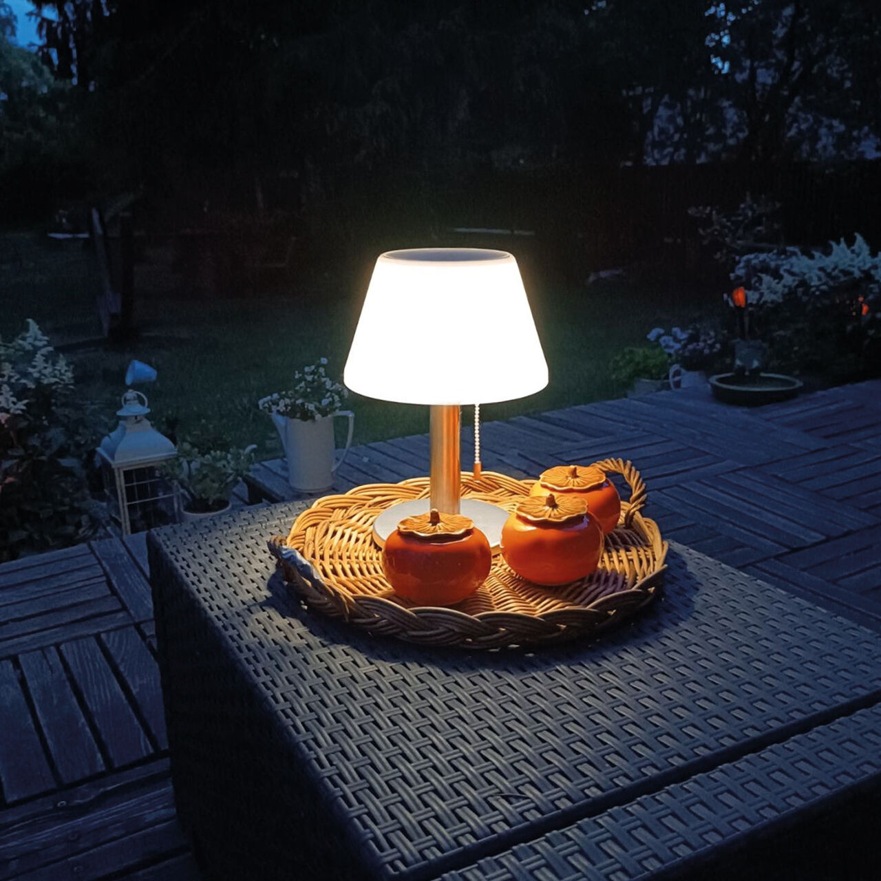 Lampe de table solaire portable Batterie LED IP44 28 cm de haut Interrupteur à tirette