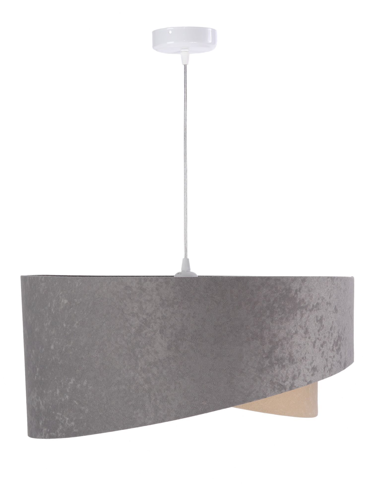 Suspension Grand abat-jour Gris Beige Blanc Tissu