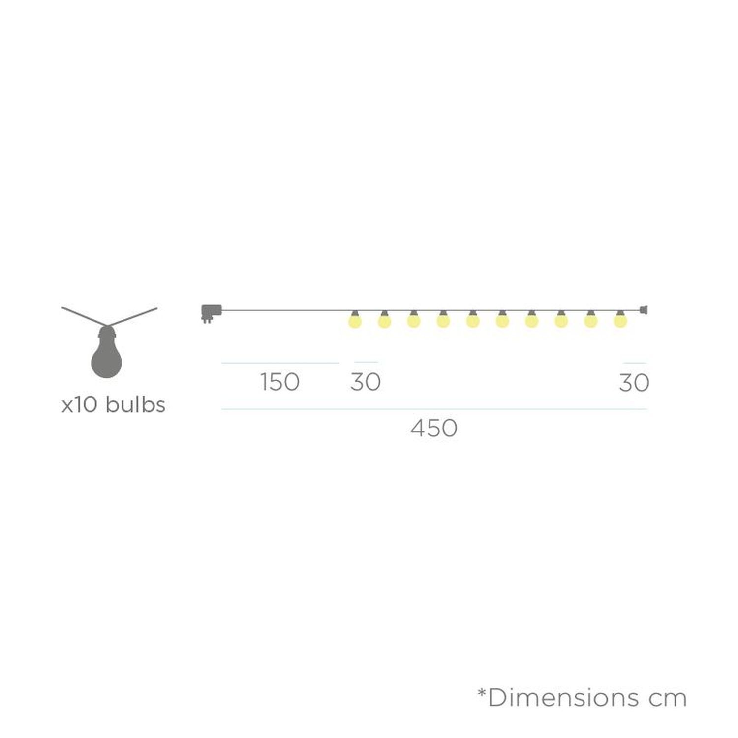 LED Außenlichterkette mit Stecker IP44 Transparent 4,5m 2700K Diagramm, Handlung, Seite, Text