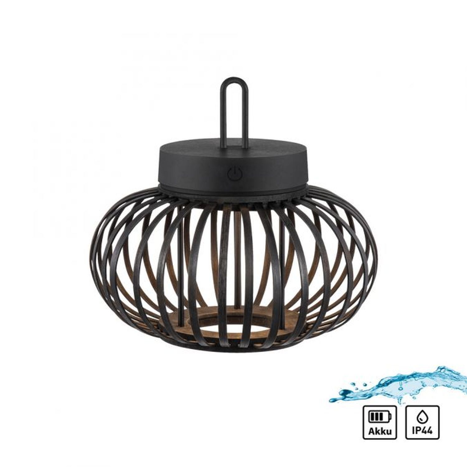 LED Akku Tischleuchte dimmbar 22 cm IP44 2 W Schwarz Leuchte, Deckenleuchte