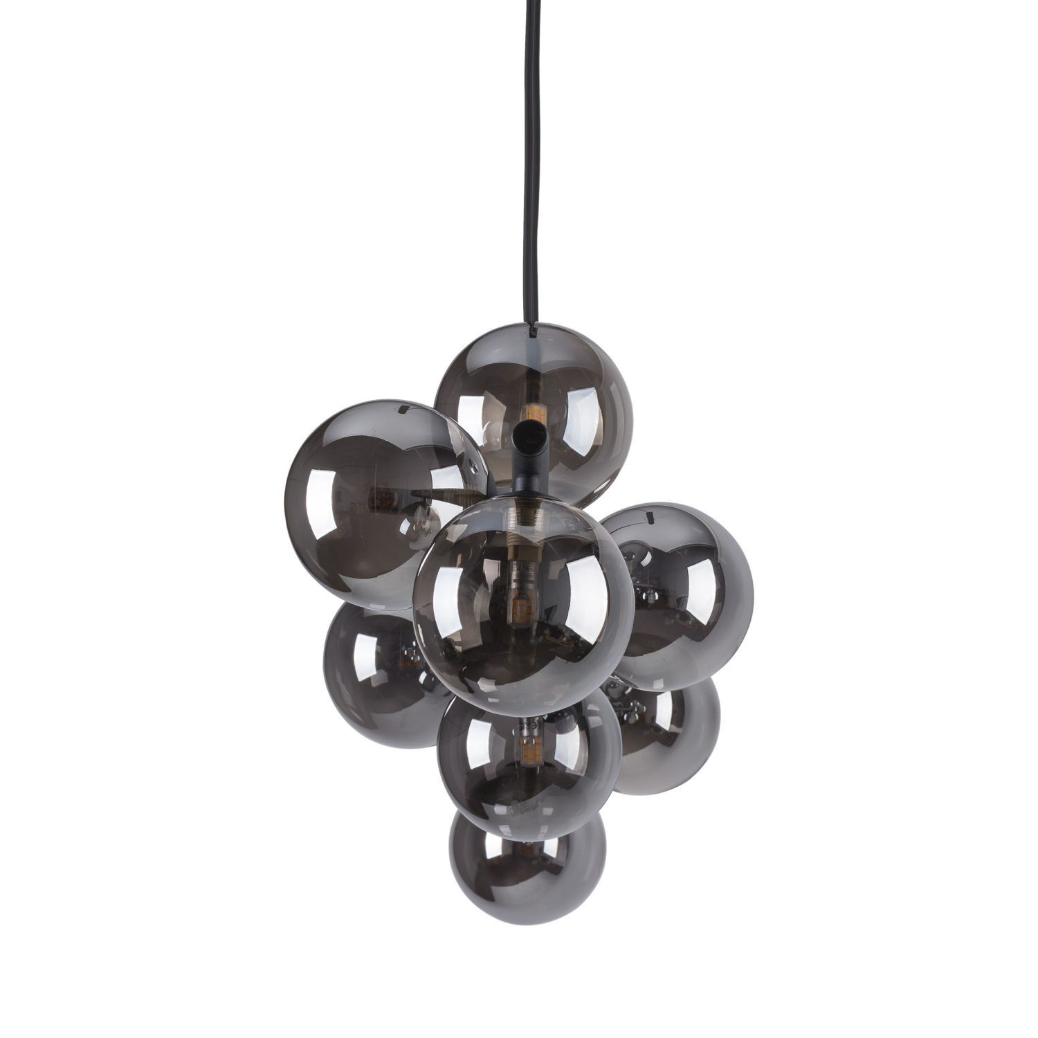 le60929-pendelleuchte-esstisch-glas-metall-116-cm-breit-hoehenverstellbar-haengelampe-6 Pendelleuchte, Glas Sphären, Kugel-Lampe, Rauchgrau, hängende Leuchte