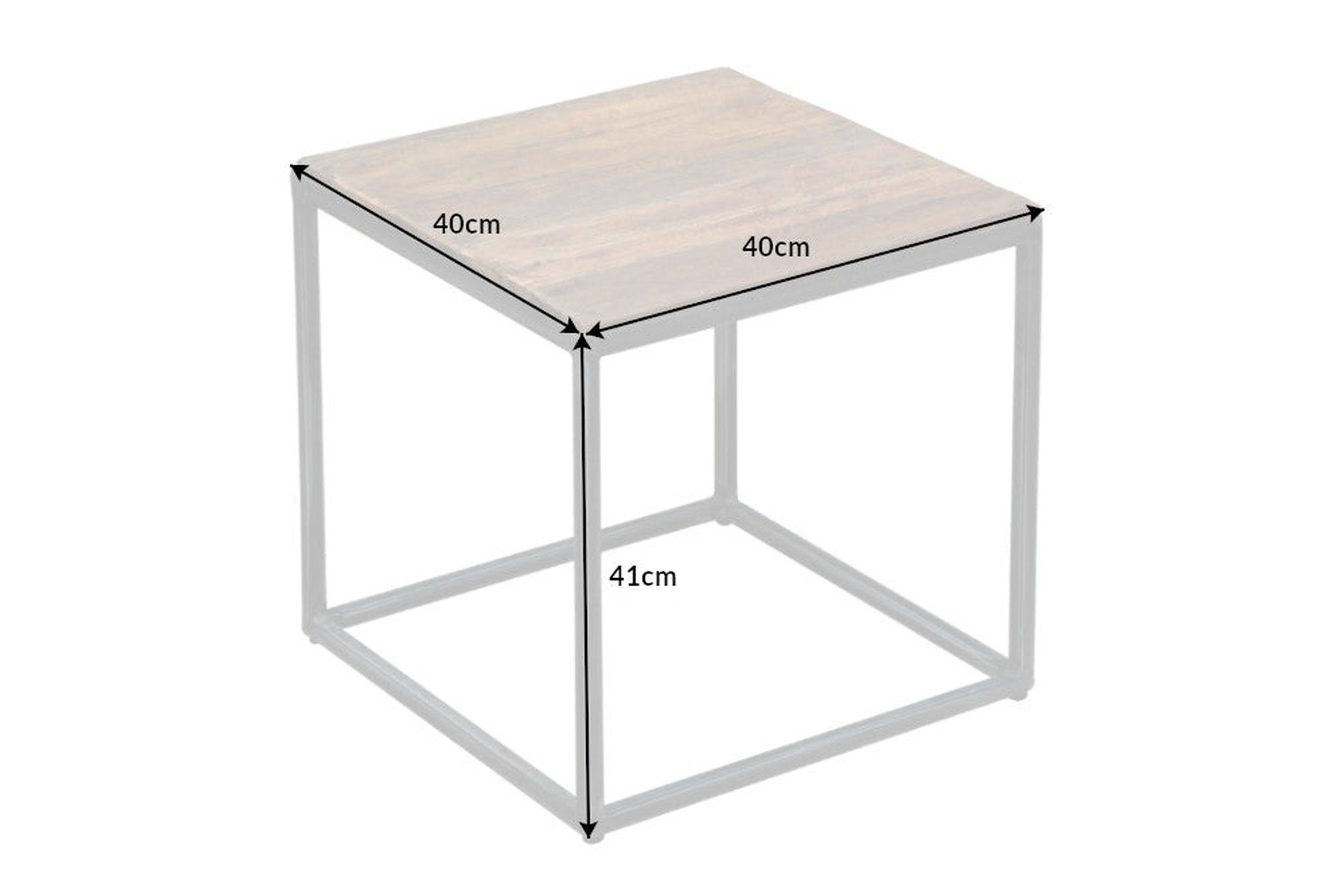 Table d'appoint Bois recyclé Métal 40x40 cm Artisanat