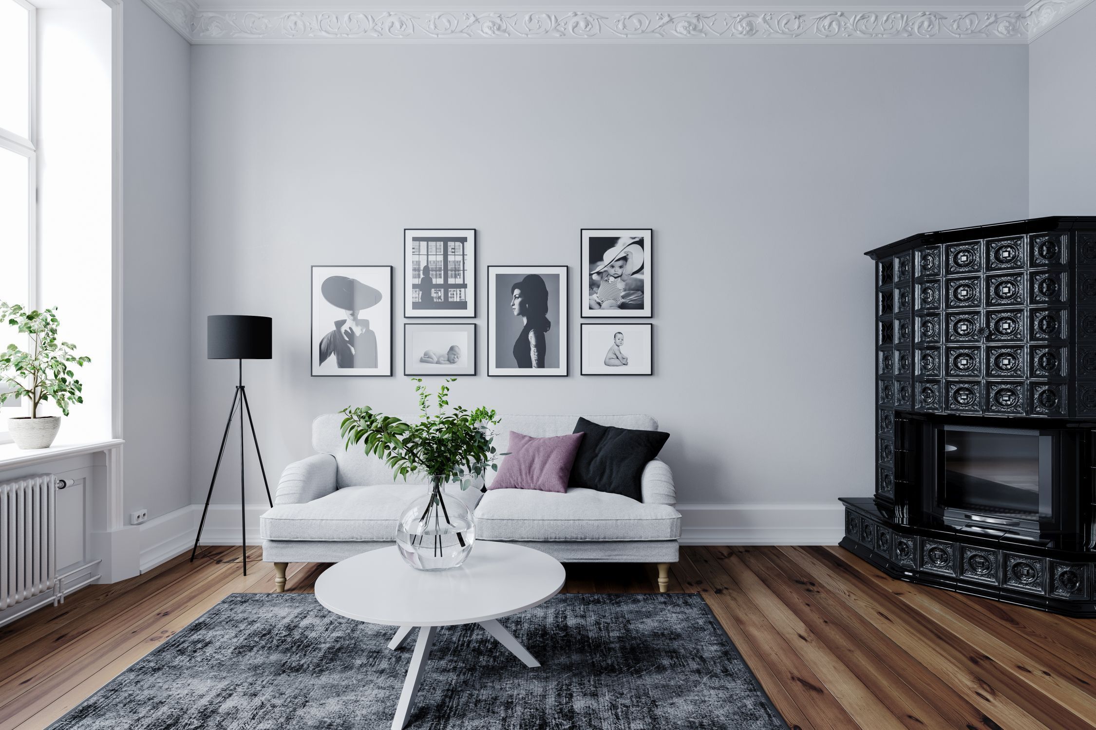 Stehlampe Metall Stoff 145 cm hoch Dreibein Schwarz E27 Dekoration für Zuhause, Wohnzimmer, Innenarchitektur, Tabelle, Lampe