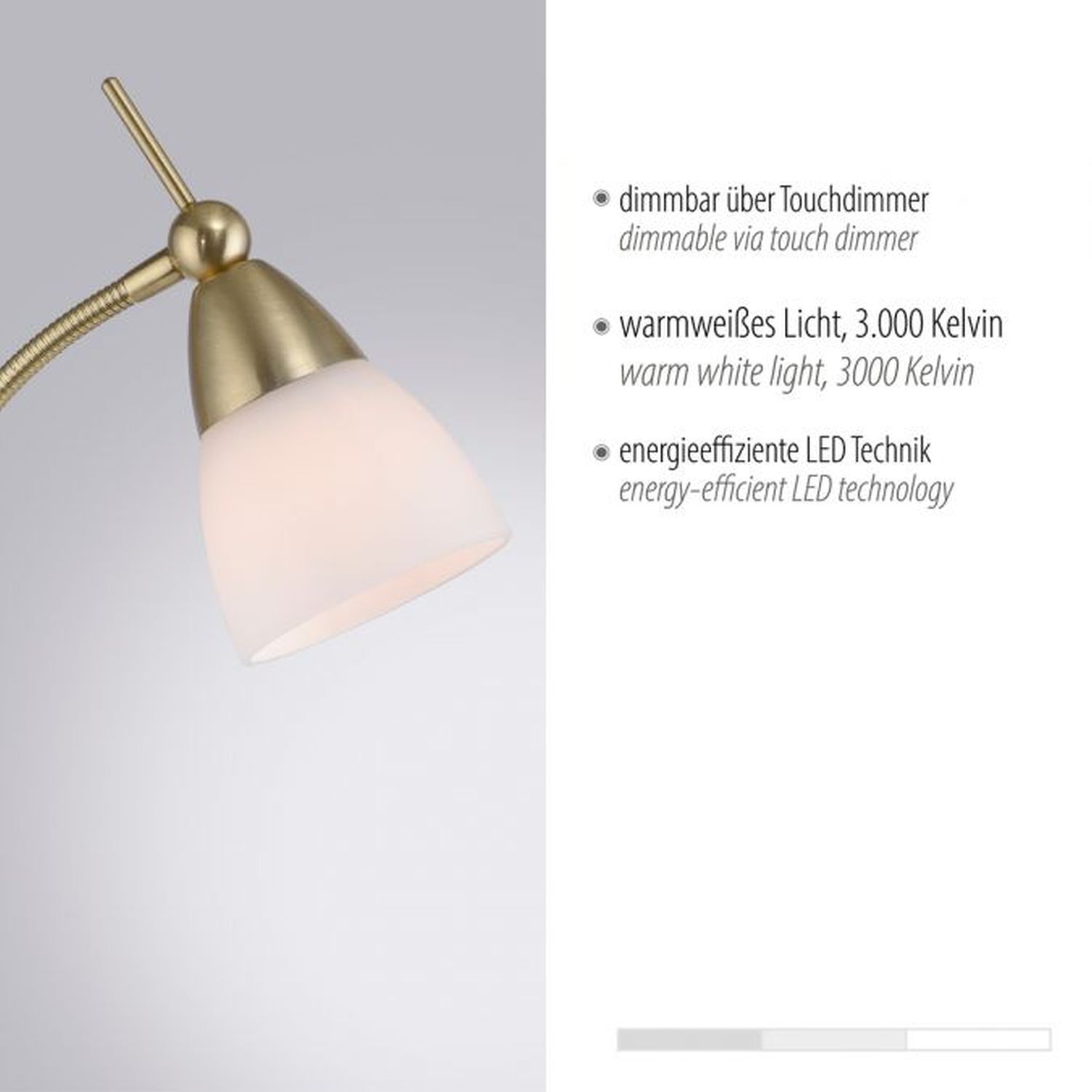 Verstellbare Stehleuchte in Messing Dimmer Glas 163 cm Lampe, Lampenschirm, Leuchte