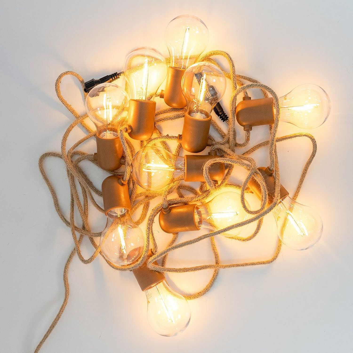 Solarlichterkette außen LED 2700K Jute IP44 5m lang