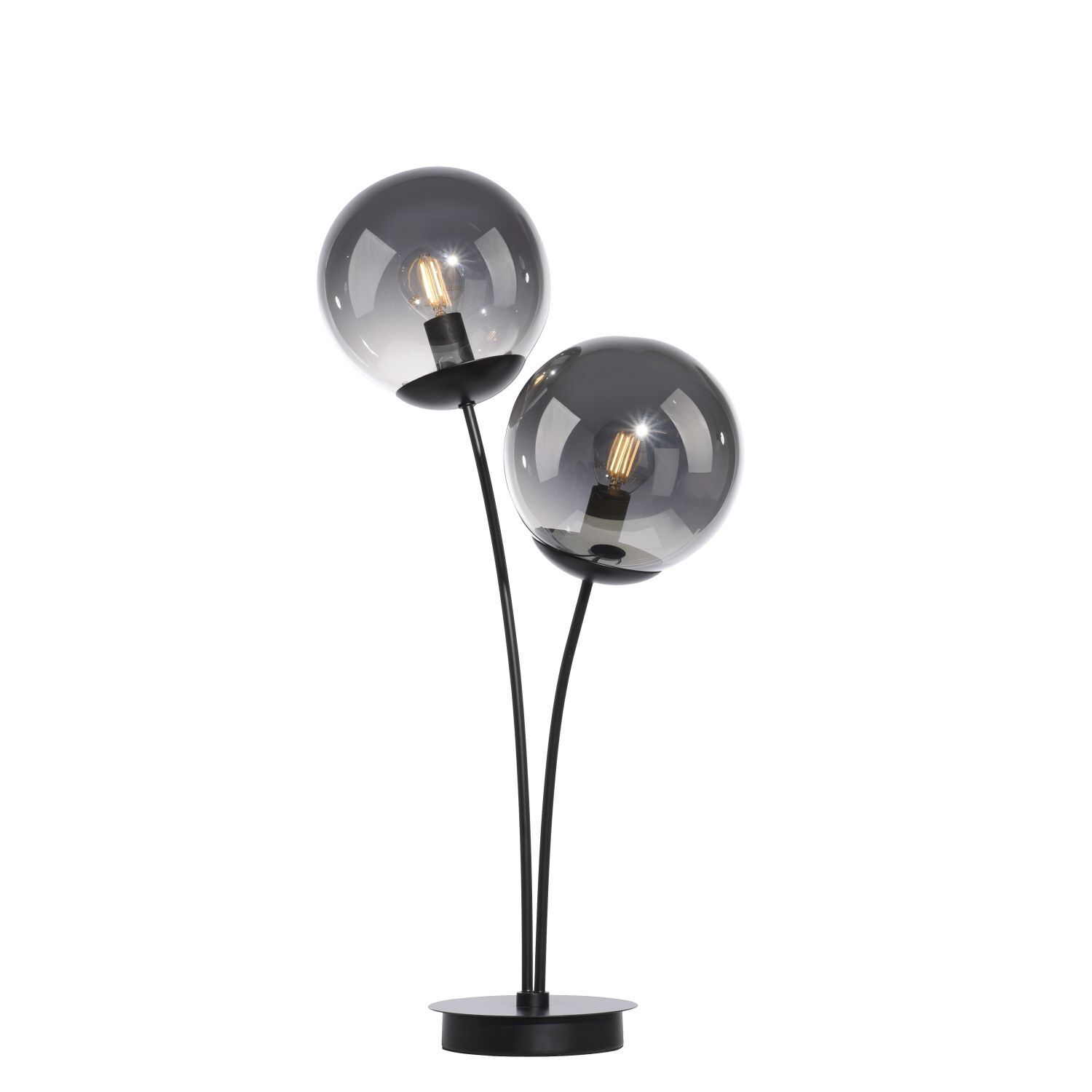 Gemütliche Tischleuchte Rauchglas 60 cm E14 blendarm
