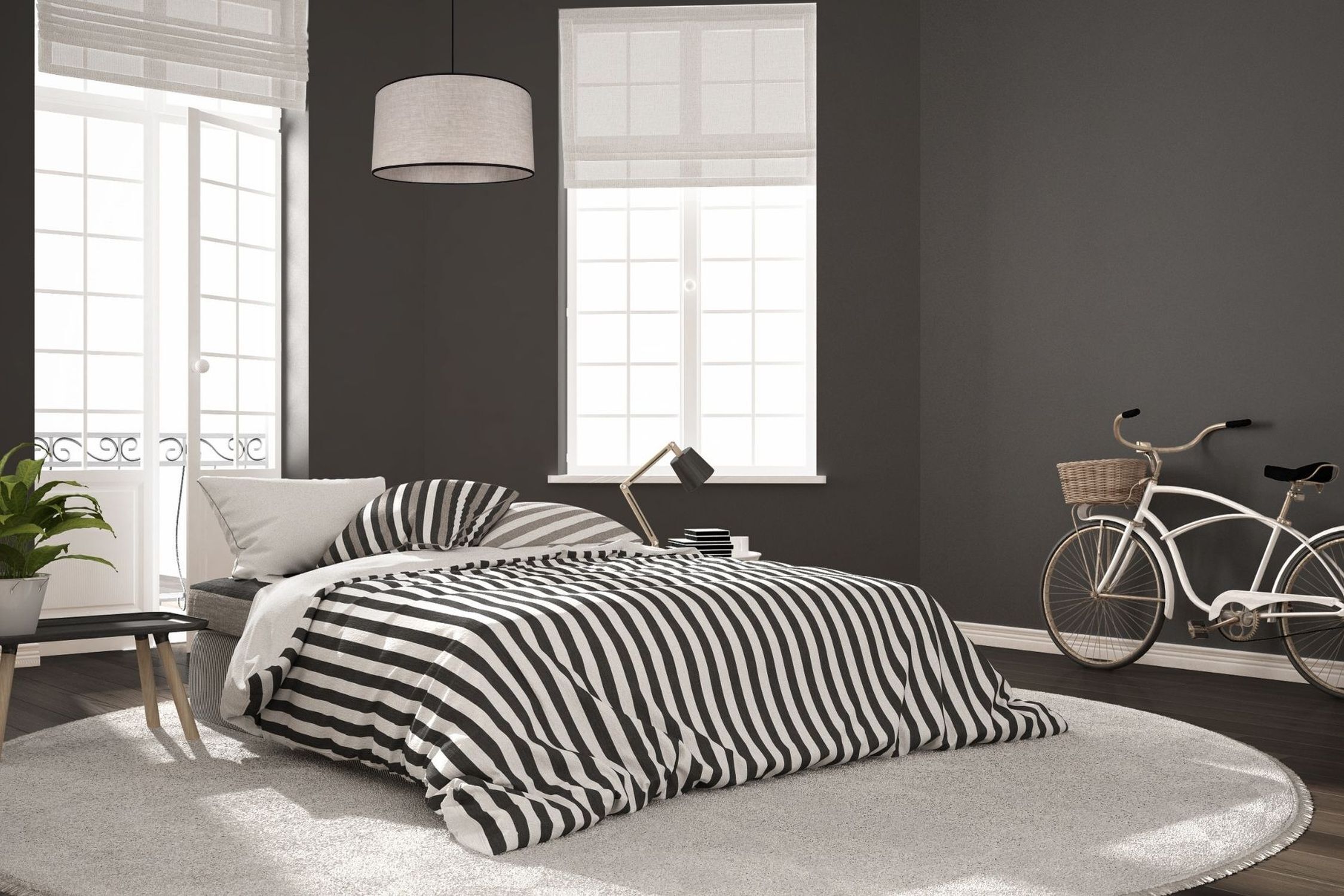 Tissu Lampe à suspendre anti-éblouissement Noir Beige E27 Ø40 cm rond