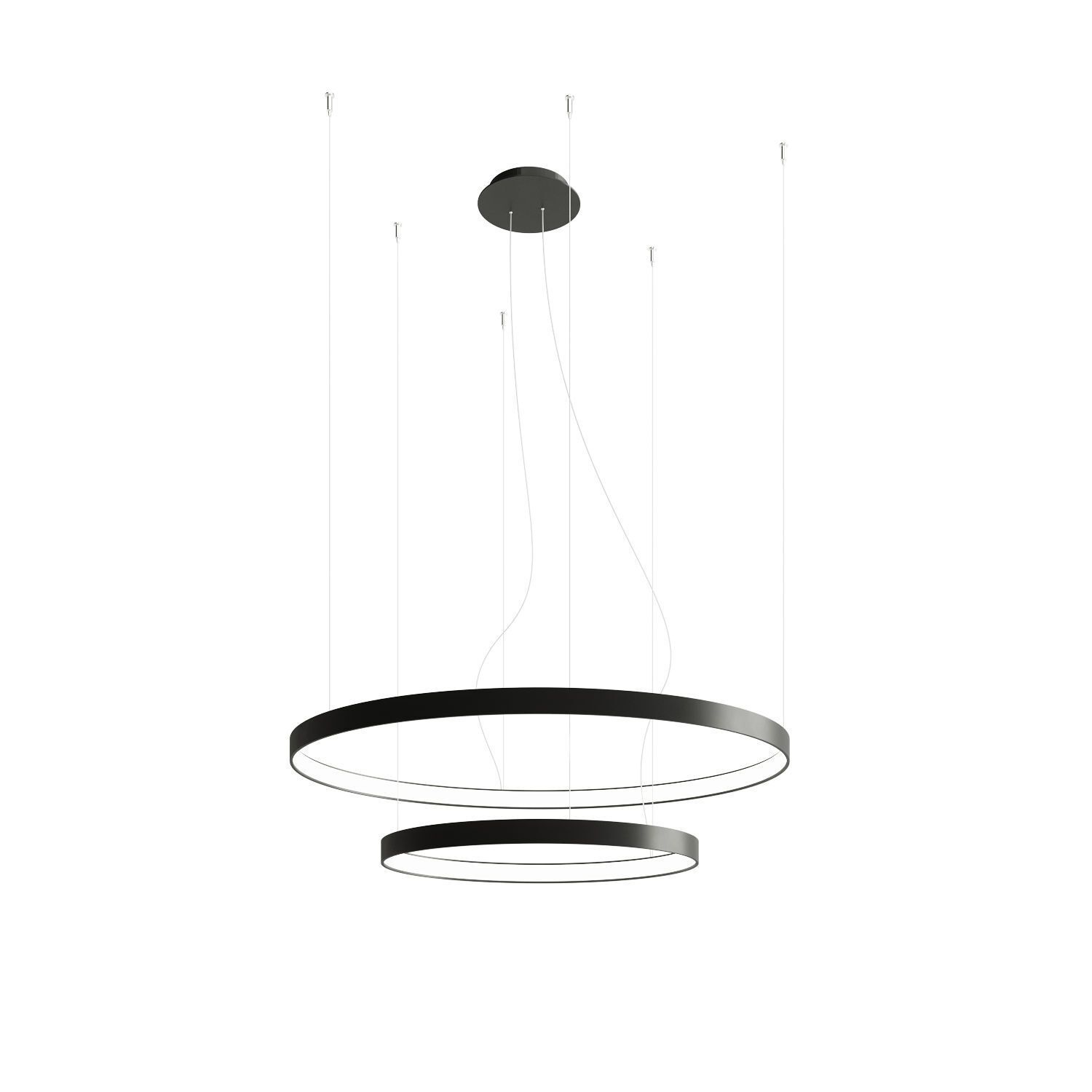 LED Kronleuchter Modern Design 2 Ringe 3000 K Schwarz