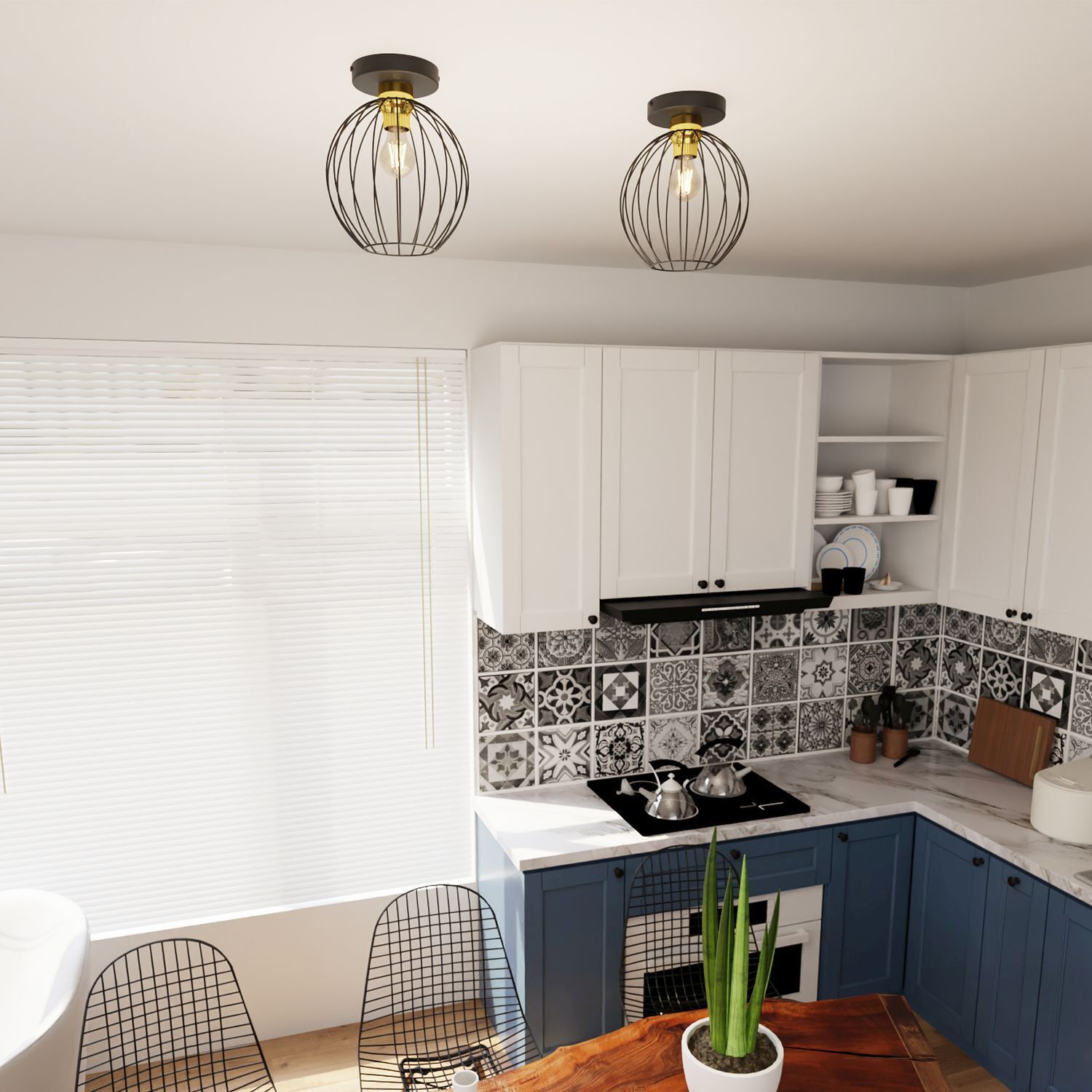 Elegante Deckenleuchte Schwarz Gold Metall Ø24 cm E27 Drinnen, Innenarchitektur, Küche, Leuchte, Kronleuchter