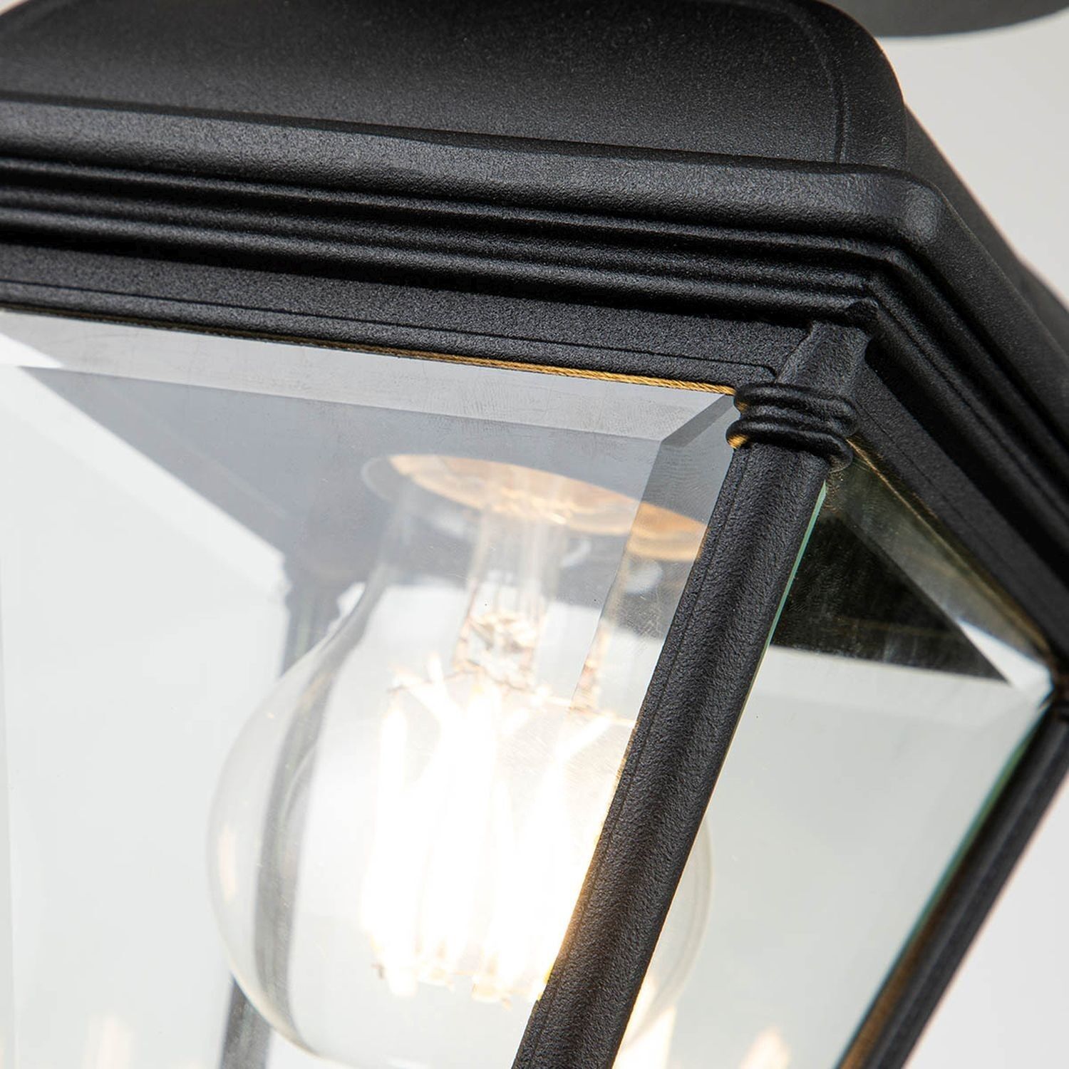 vintage-lampen-vintage-leuchte-aussenlampe-vintage-cheltenham-1x-e27-bis-60w-schwarz-transparent-aluminiumguss-glas-le117628-05 Lampenfassung, Glühbirne, Metallrahmen, Rahmenkante, Glühlampe