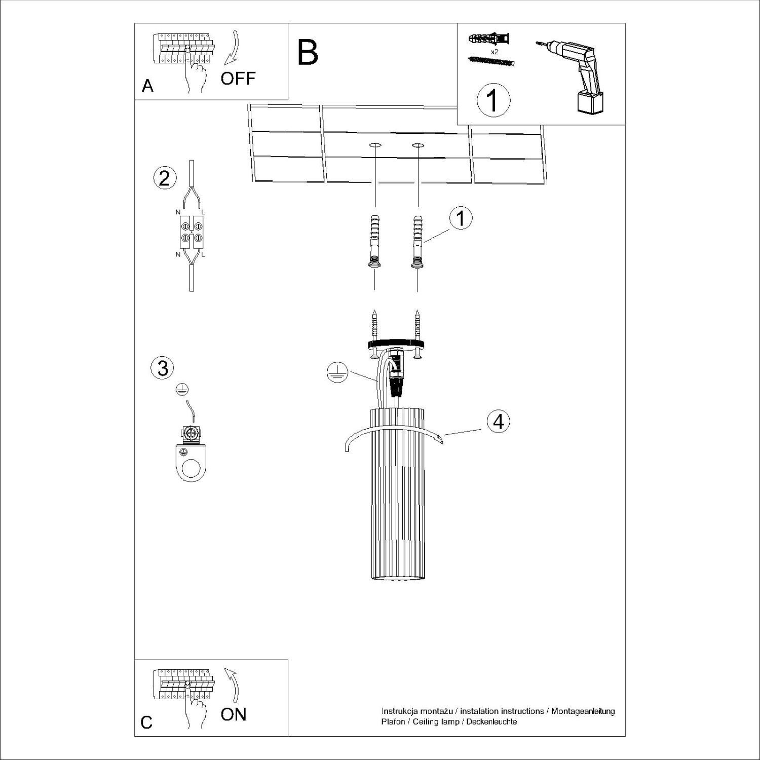 Deckenleuchte Aluminium Taupe GU10 Ø6,5 cm Modern CAD-Diagramm, Diagramm