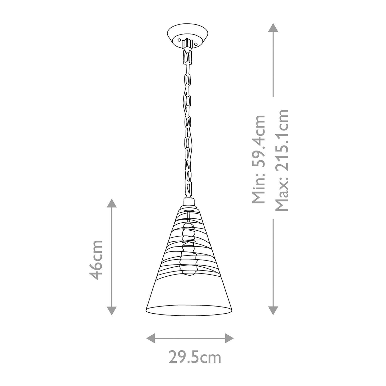 Lampe à suspendre verre métal E27 D : 29,5 cm rond FREJA