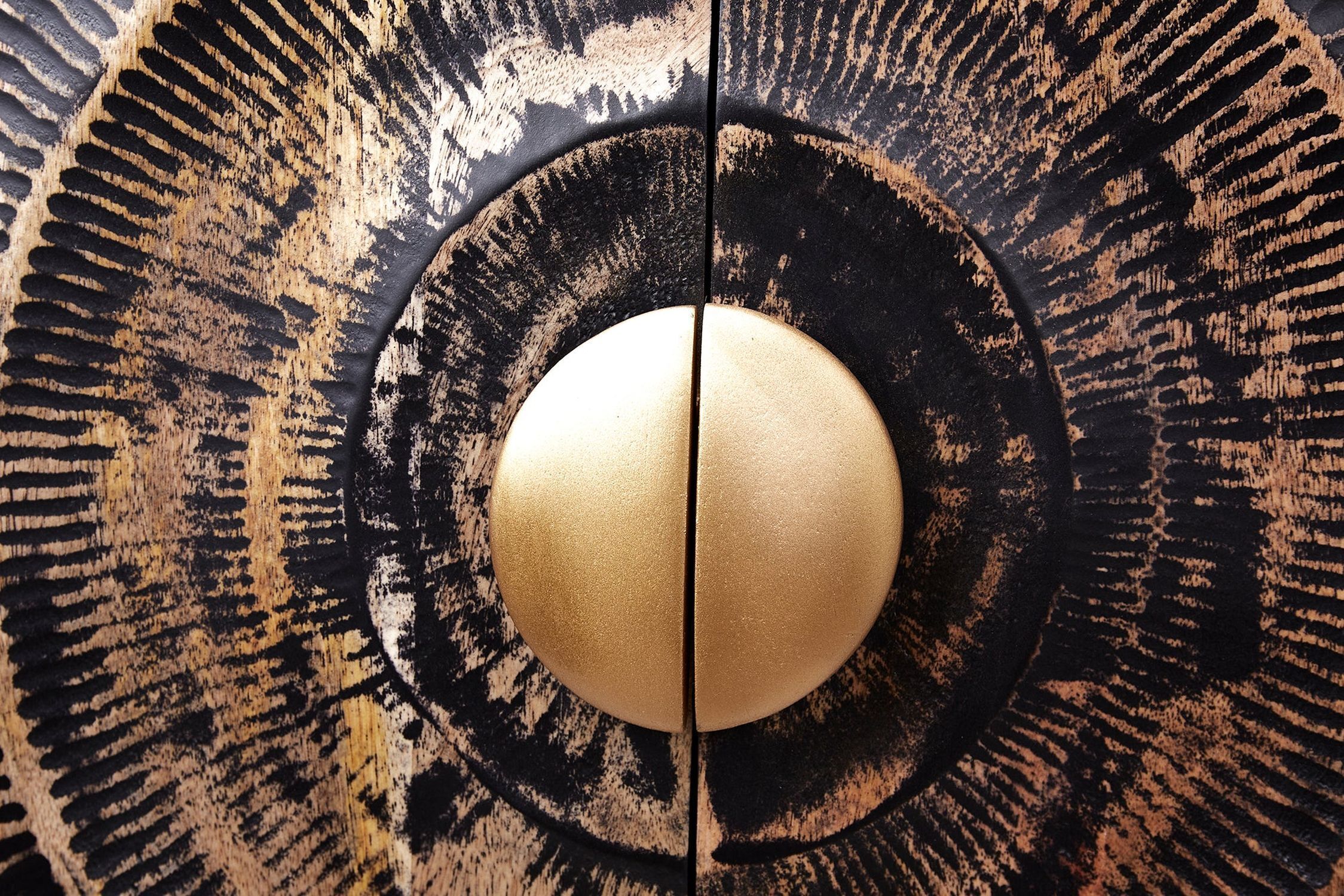 Hängesideboard Schwarz Gold 177 cm Ornament Handarbeit Holz Essen, Präsentation des Essens, Ei