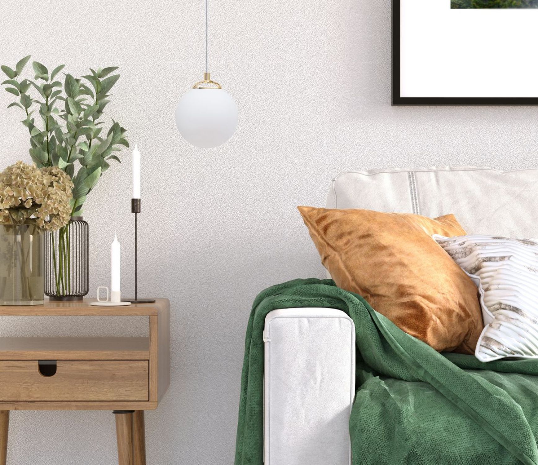 Goldene Deckenleuchte Glas blendarm Ø12 cm E27 Metall wohnzimmer, tisch, leuchter, pflanzen, kissen