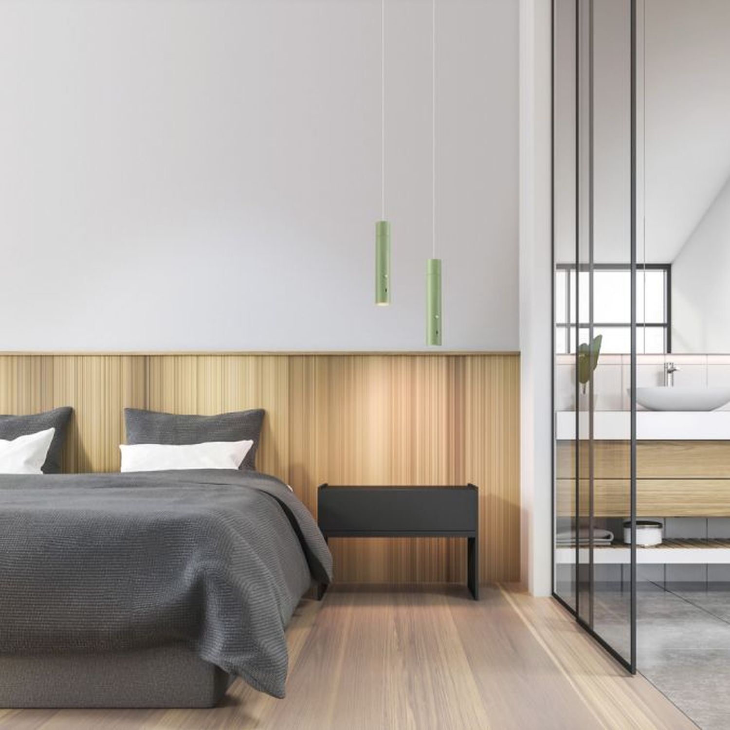 Drinnen, Innenarchitektur, Paneele aus Holz, Dekoration für Zuhause, Fußboden