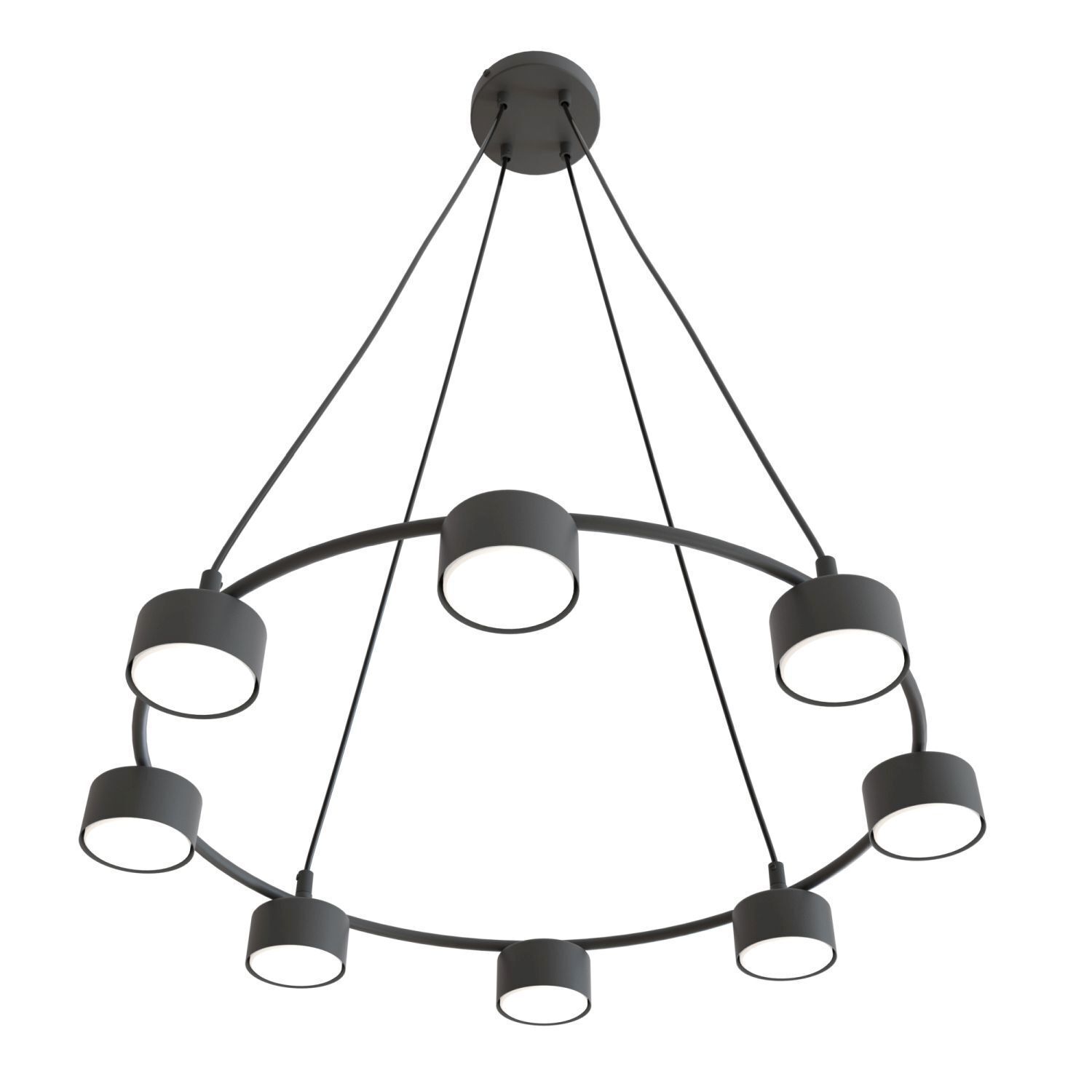 Lampe à suspendre noire à 8 flammes accentuées L:64 cm GX53
