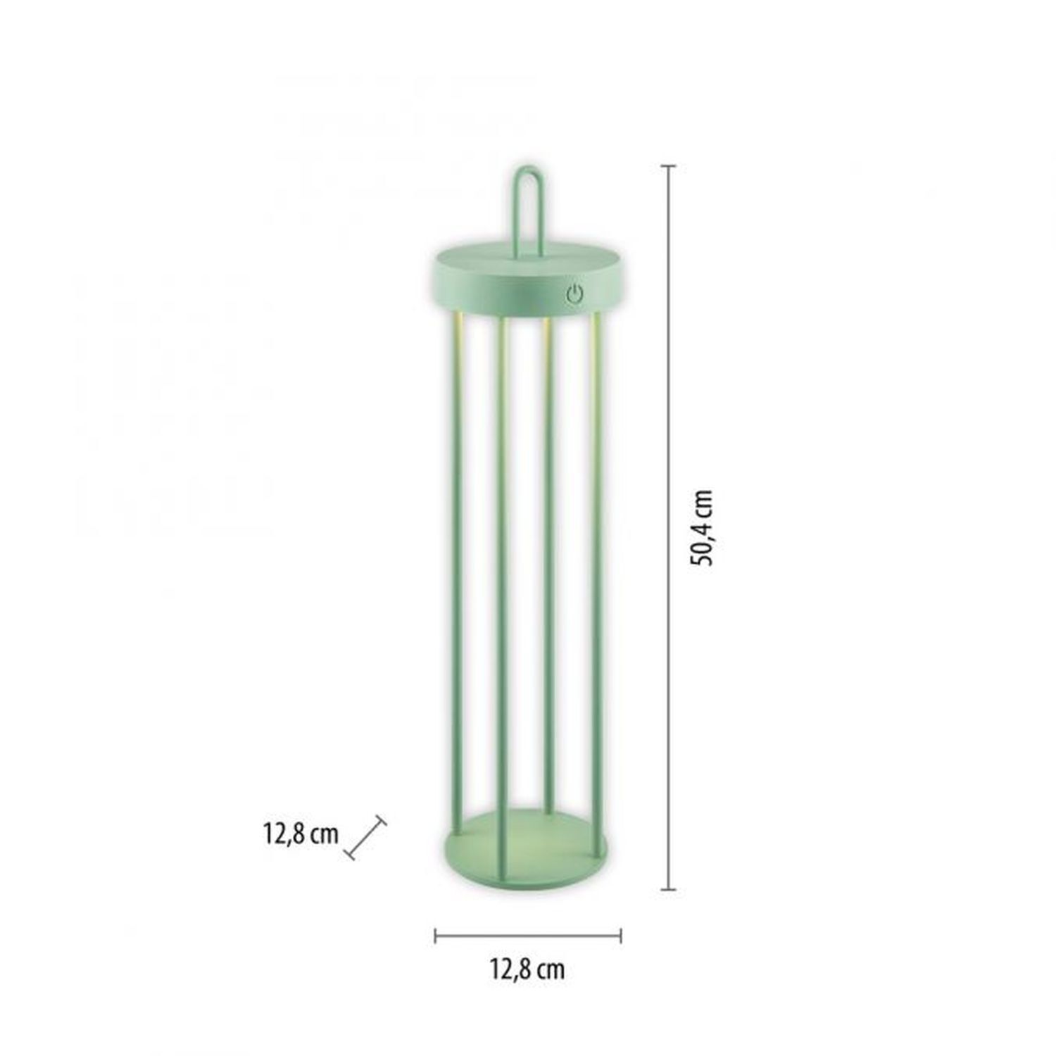LED Akku Tischlampe Metall dimmbar IP44 2700 K Grün Zylinder