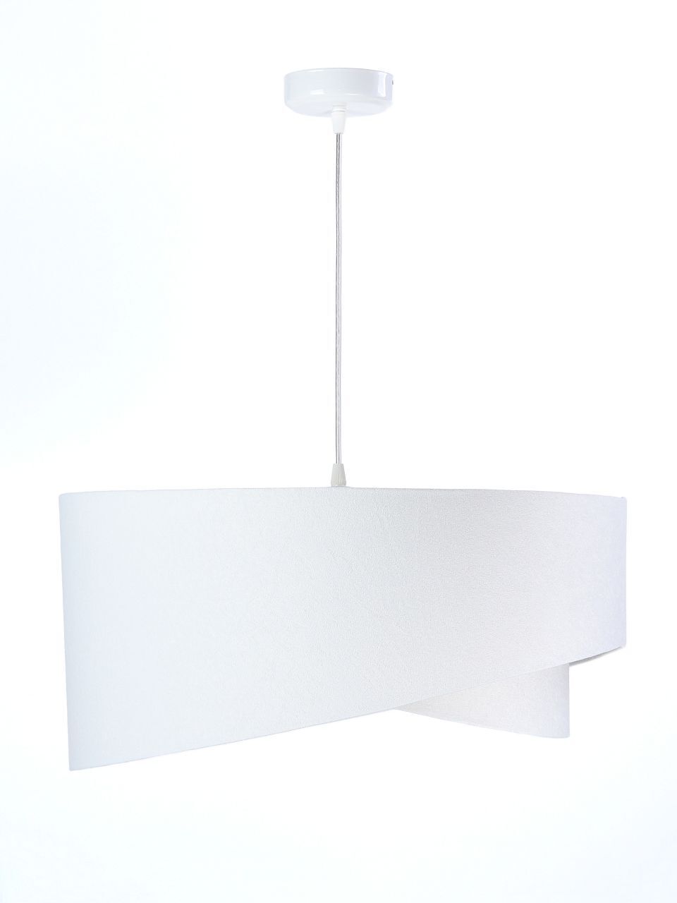 Hängelampe Weiß E27 rund D: 50 cm Stoff Velours Optik Modern