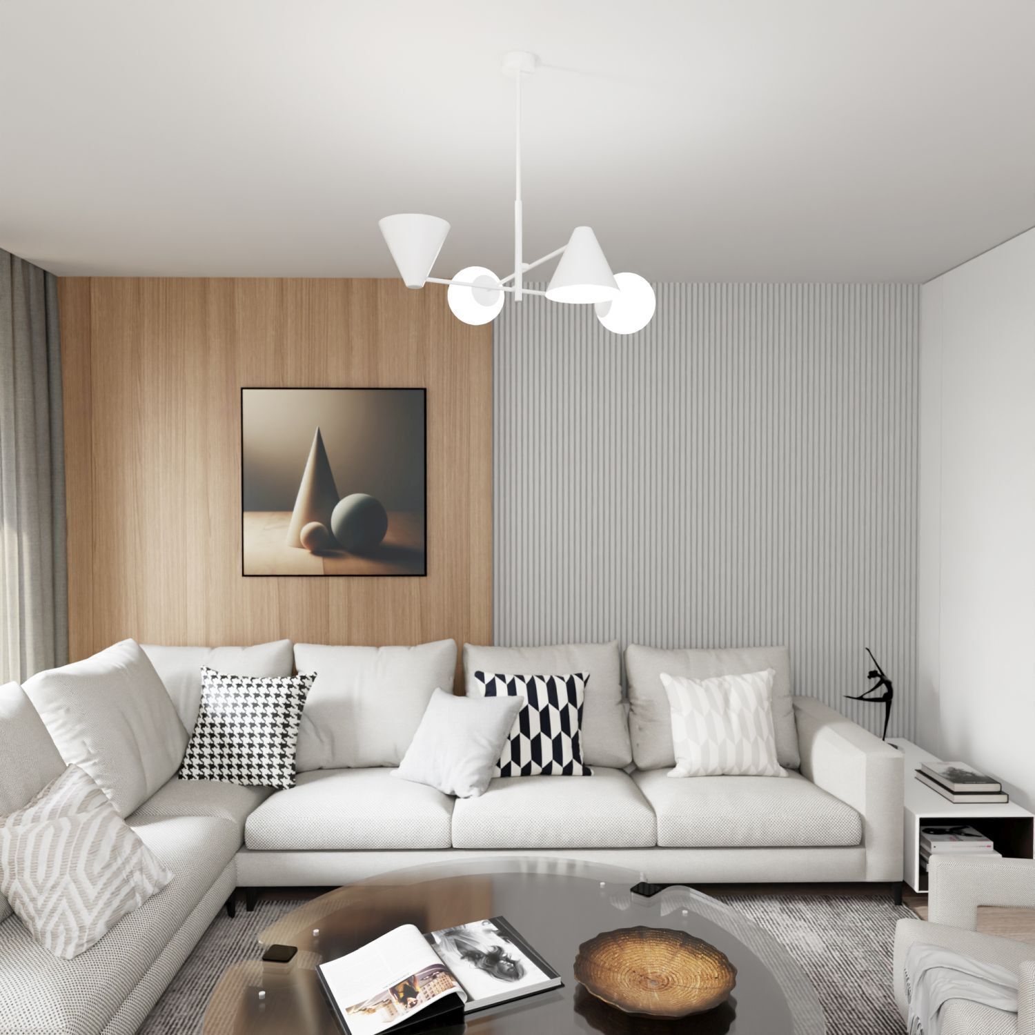 Plafonnier blanc faible éblouissement métal verre E14 4-flamme Dekoration für Zuhause, Couch, Wohnzimmer, Kissen, Tabelle