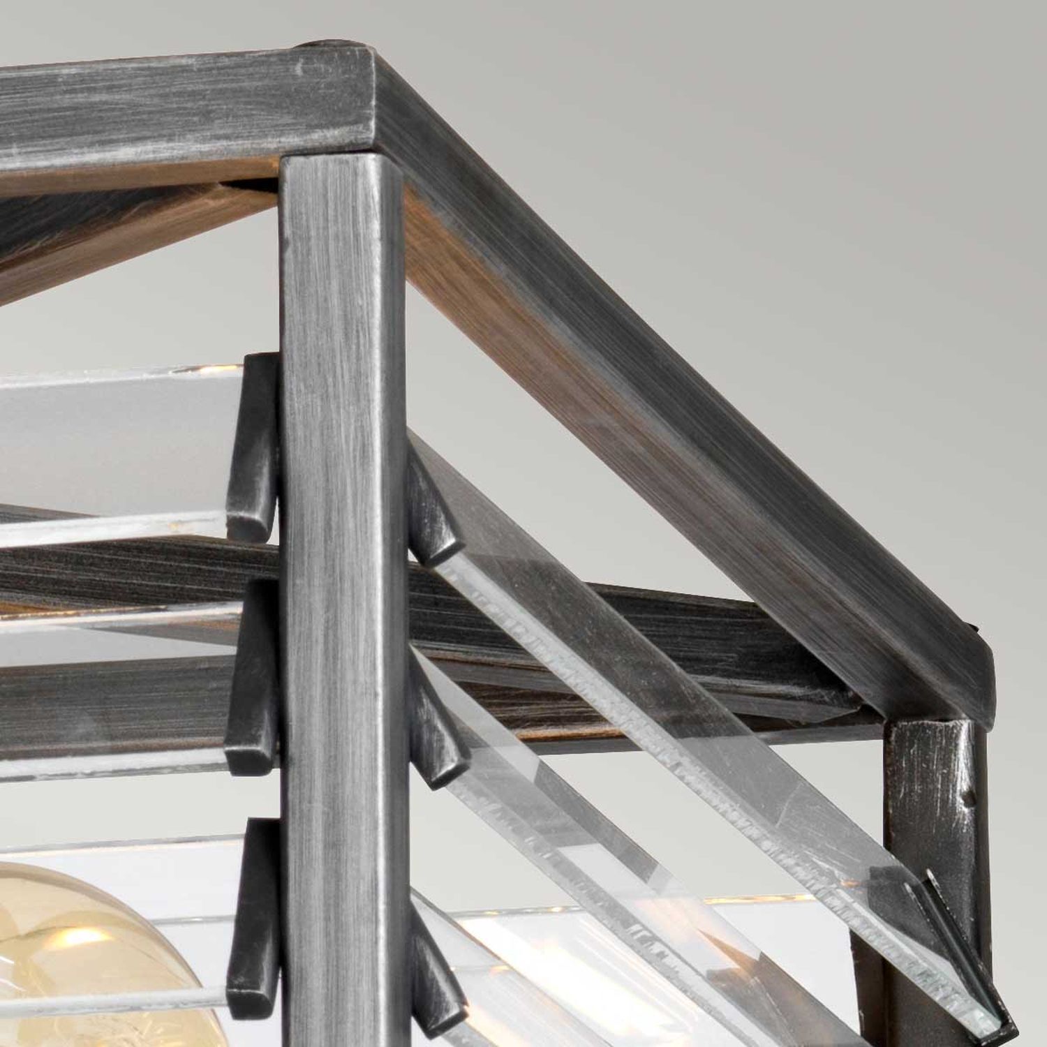 Deckenleuchte Metall Glas 39,2 cm breit Gunmetal Grau metall, rahmen, edelstahl, geometrisch, beleuchtung