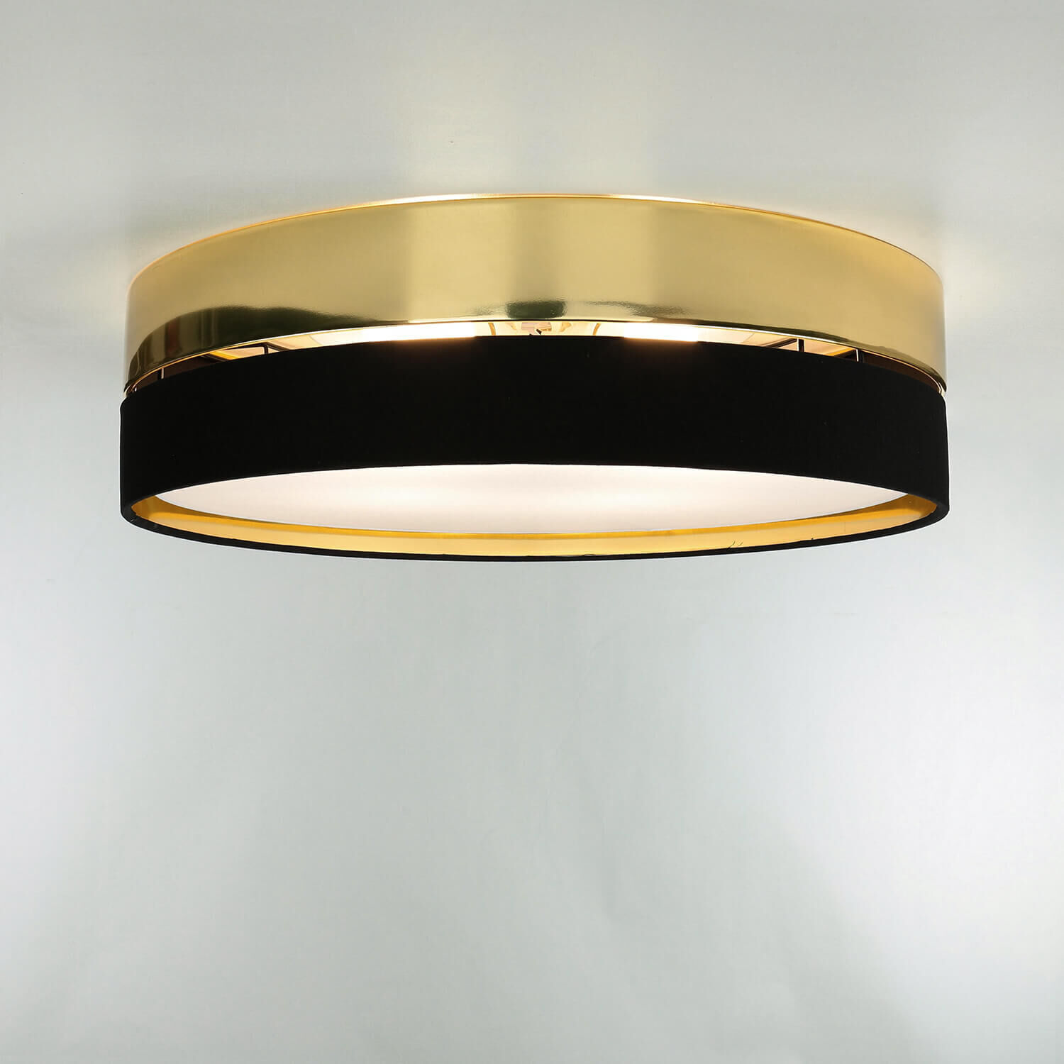 Deckenlampe Metall Stoff rund Ø 60 cm Schwarz Gold