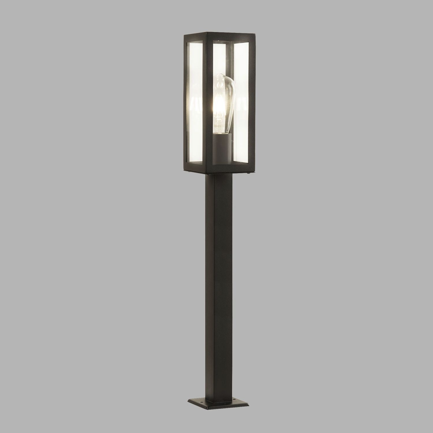 Lampe d'extérieur acier inoxydable verre IP44 E27 90 cm noir