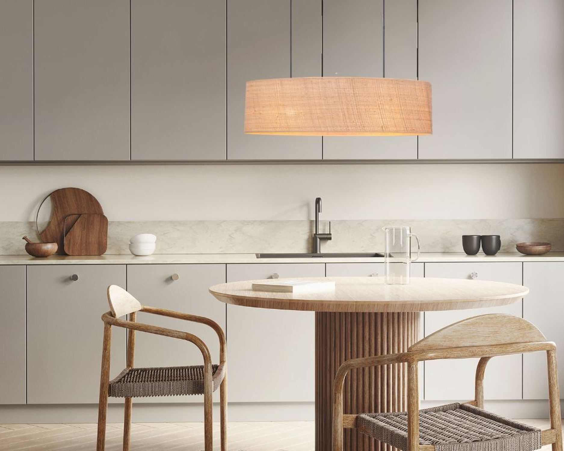 Confortable lampe à suspendre Tissu Noir Naturel 2 flammes E27