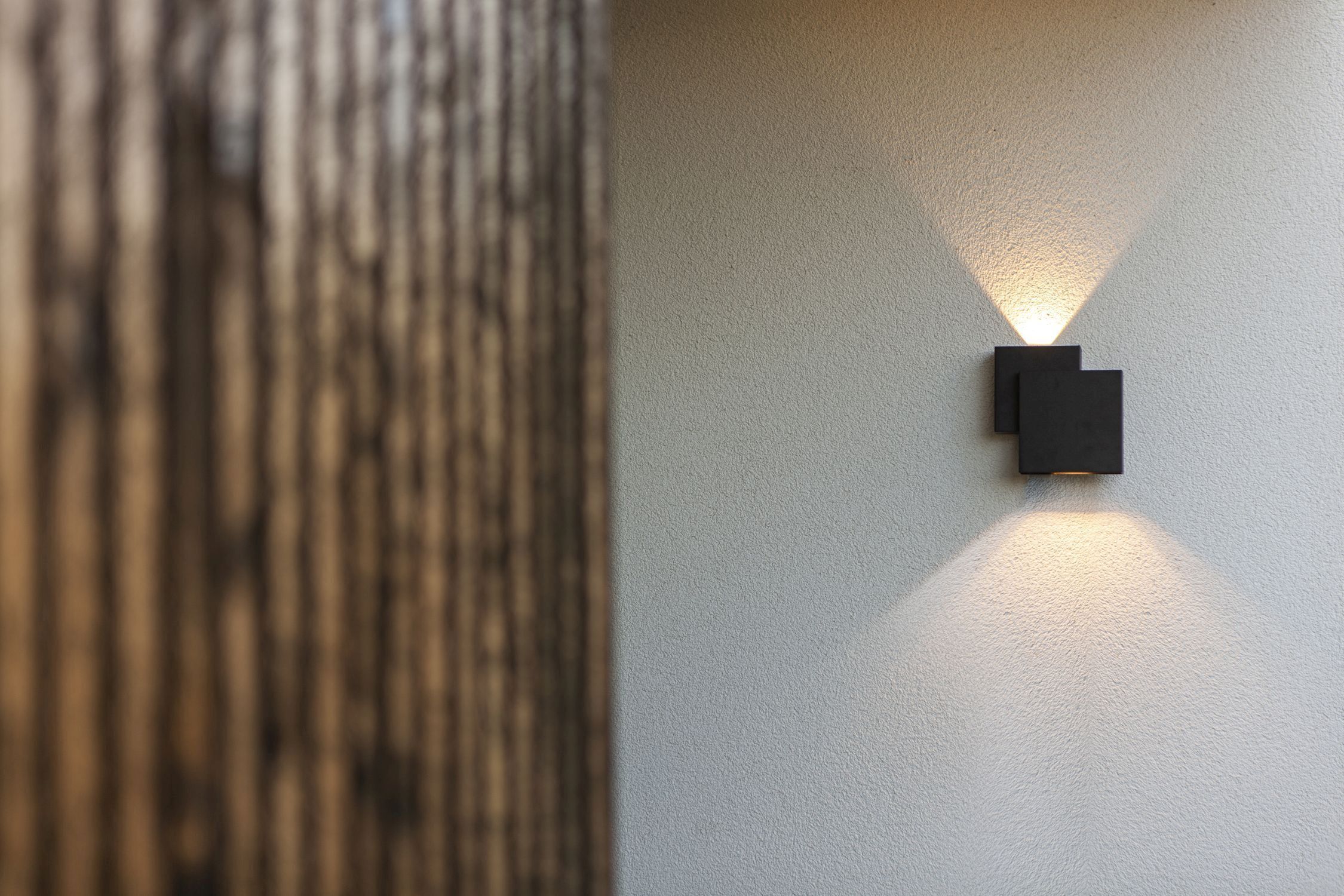 LED Außenleuchte Wand Up Down IP44 B:19,5 cm Schwarz Drinnen, Innenarchitektur, Holz, Elektrisches Gerät, Schalter