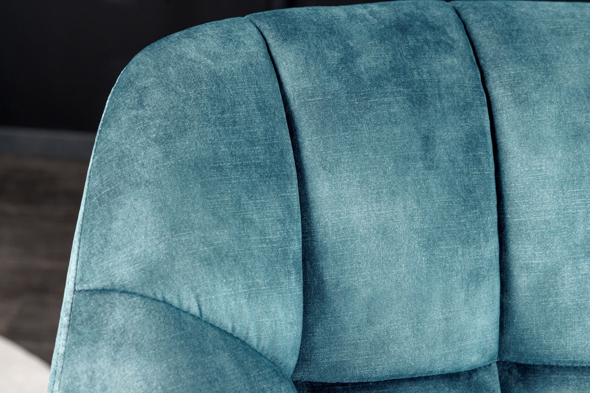 Drehstuhl Petrol Schwarz ohne Rollen aus Samt Metall Retro Kissen, Dekoration für Zuhause, Couch, Mobiliar, Mantel