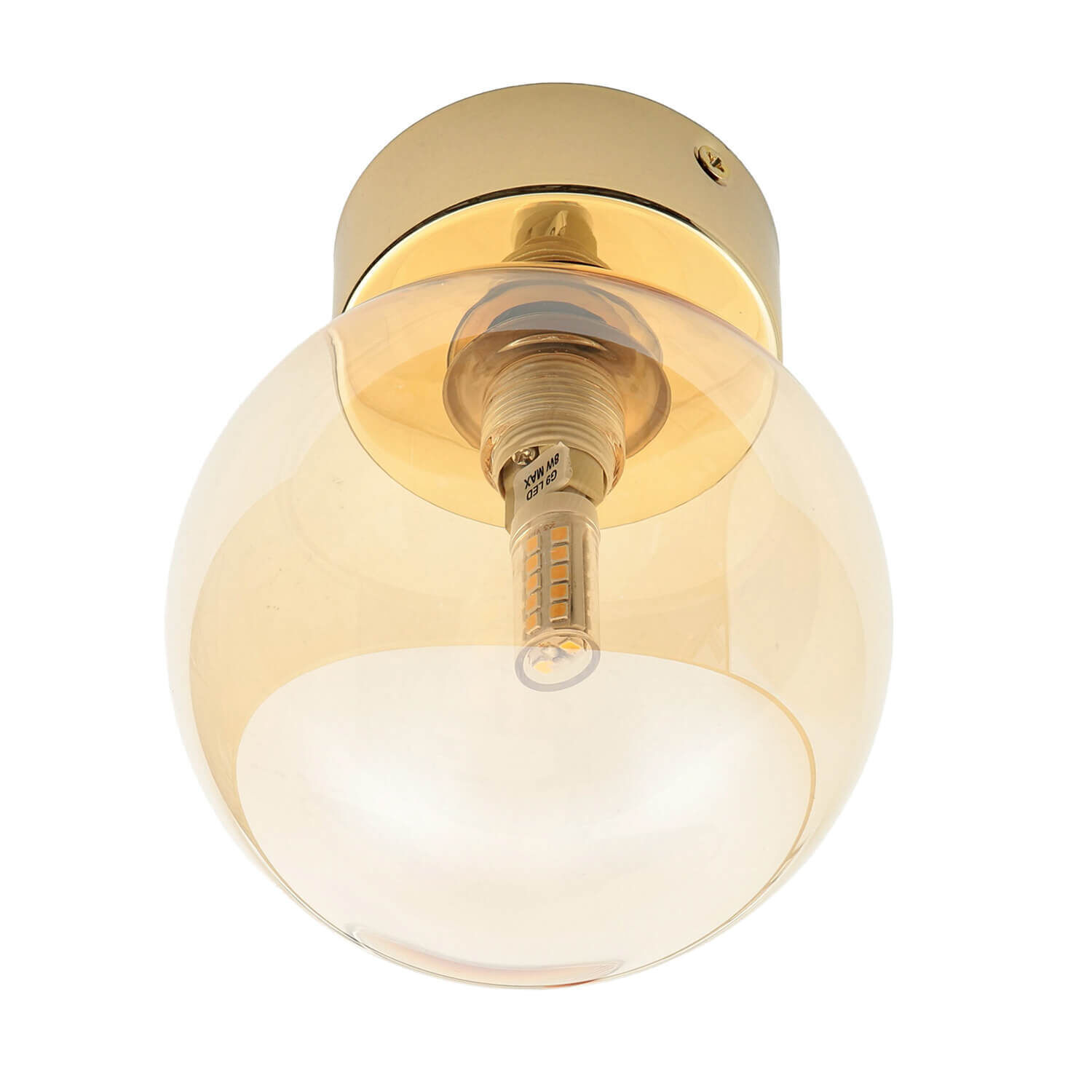 Plafonnier verre fumé Ø 12 cm rond en ambre or G9 Leuchte, Licht, Deckenleuchte