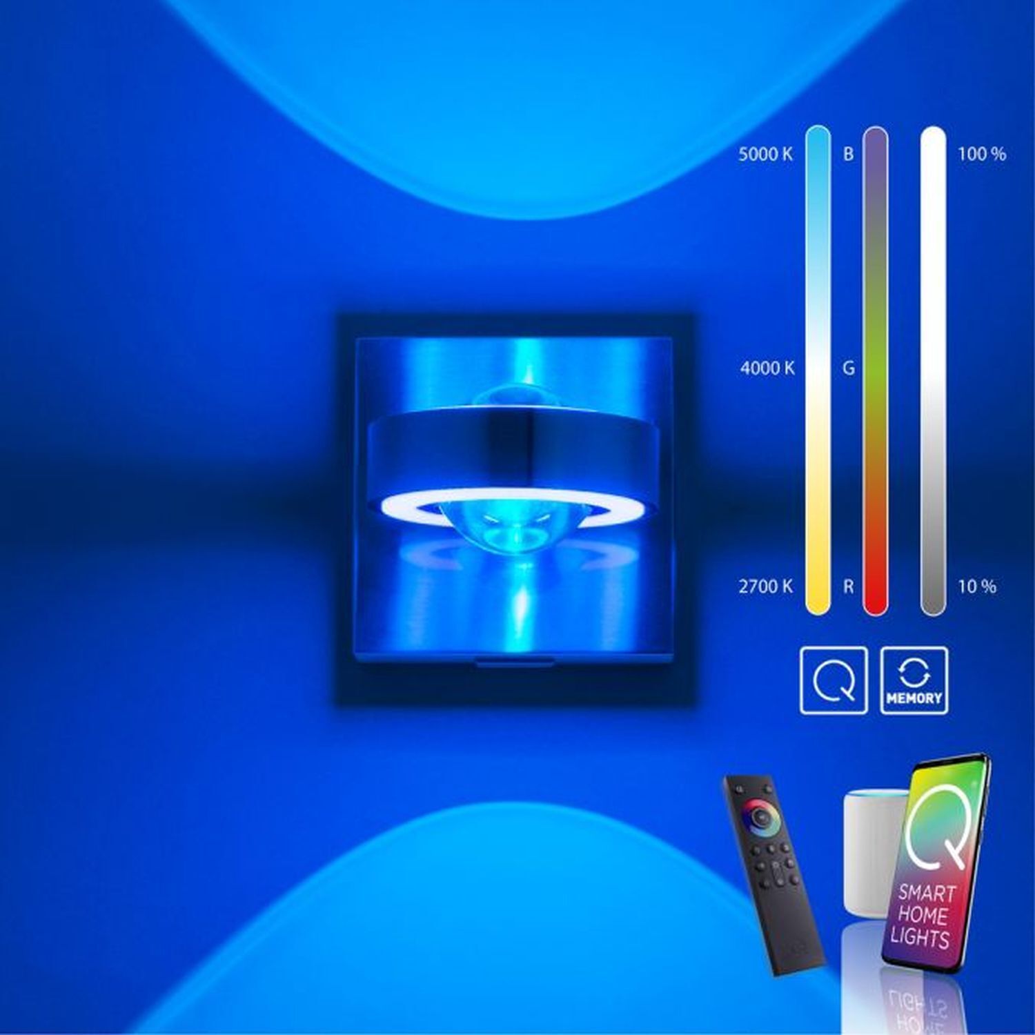 Verstellbare LED Wandspot in Stahl RGB dimmbar T:16 cm Computerausrüstung, Überwachen, Bildschirm, FERNSEHER