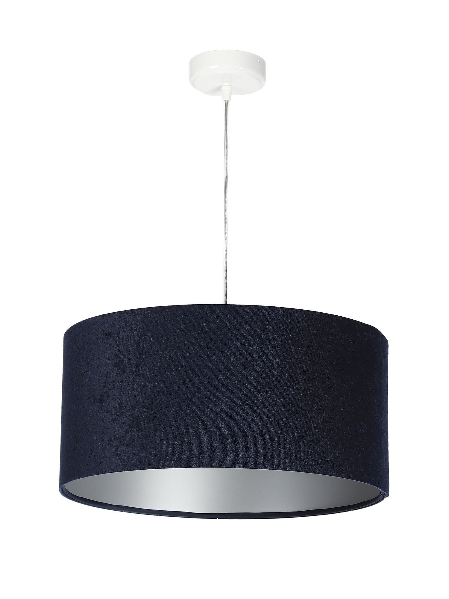 Lampe à suspendre bleu foncé argent Tissu rond Rétro