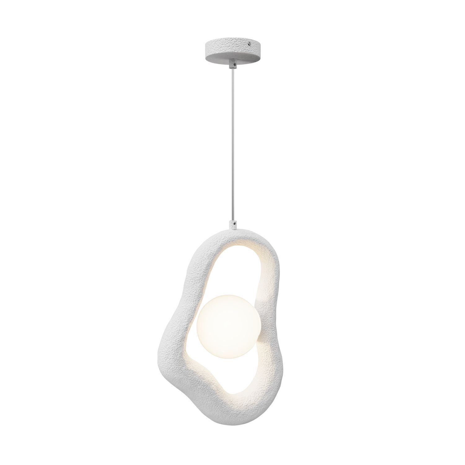 Weiße Pendelleuchte Beton Glas L:27,5 cm G9 blendarm pendant light, white, textured, metal, bulb