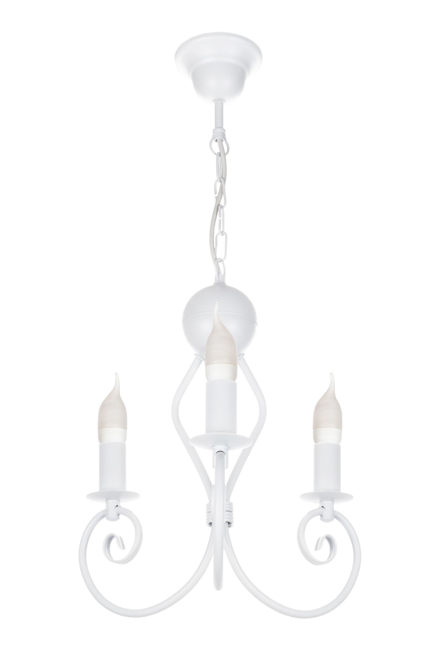 Lustre Vintage Métal Blanc E14 L:36 cm Bougies