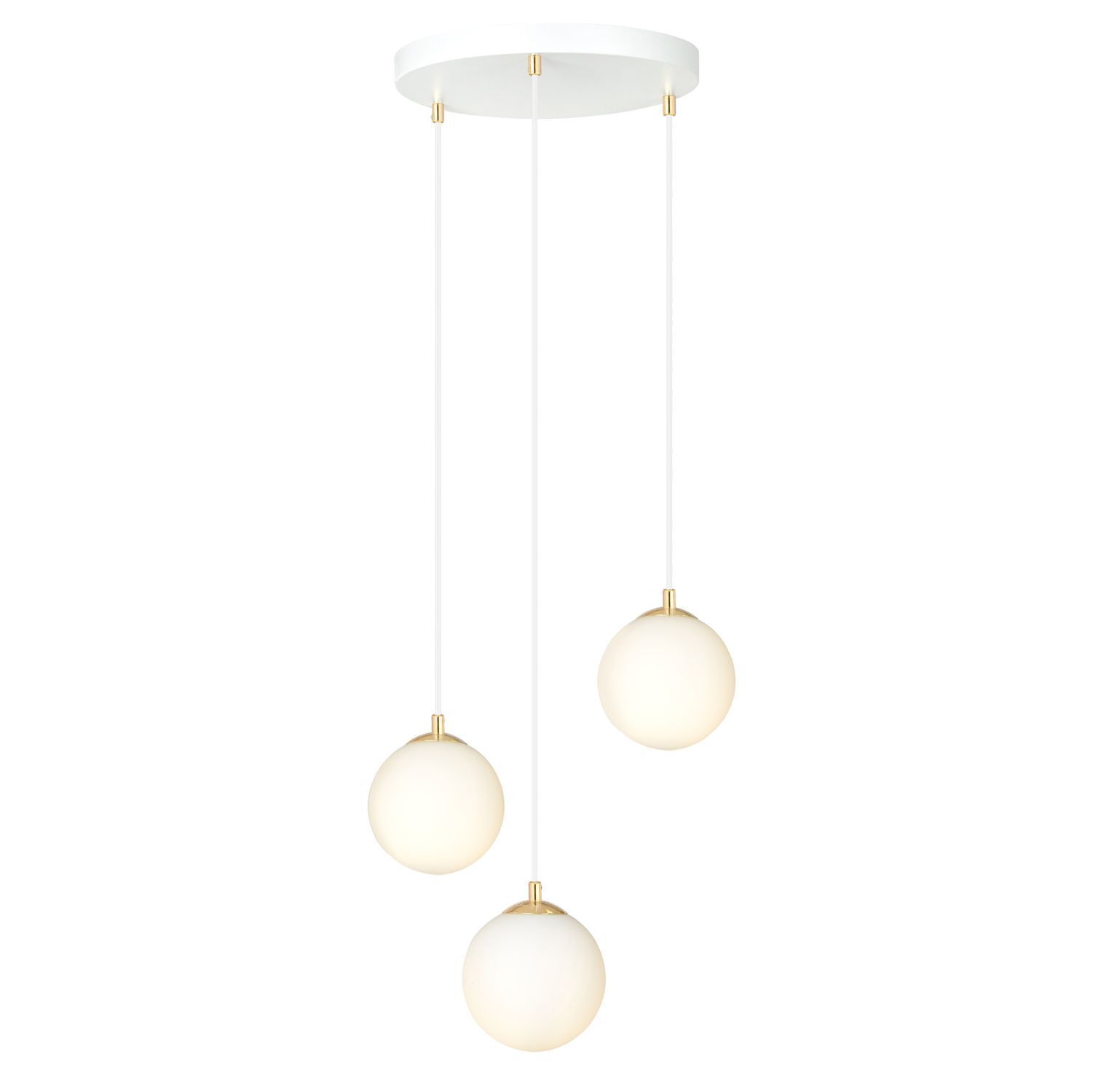 Suspension 3 flammes Ø 40 cm Blanc Or Verre