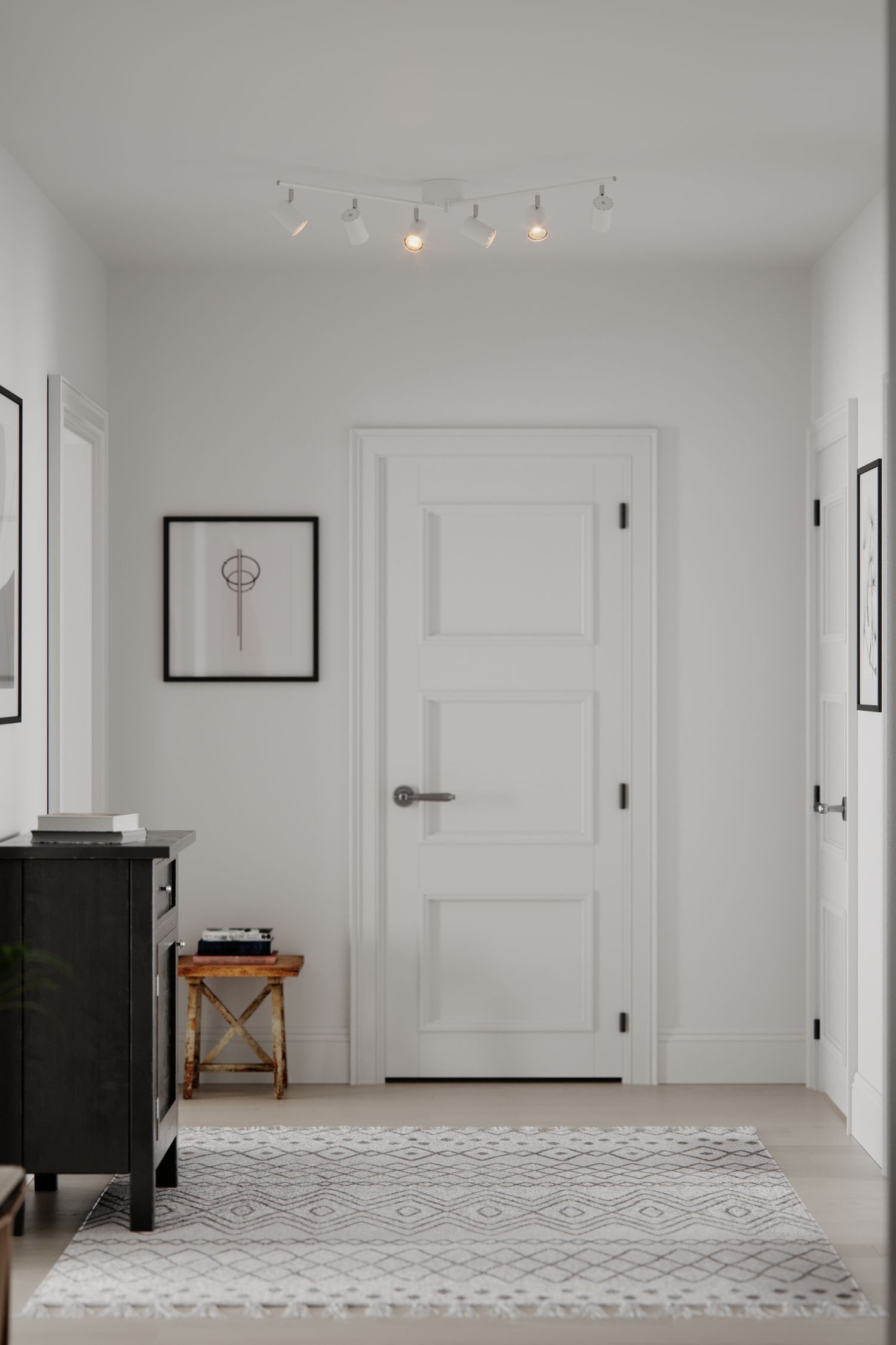 Deckenstrahler 6-flammig GU10 124 cm lang XXL Weiß Fußboden, Drinnen, Innenarchitektur, Inneneinrichtung, Foyer